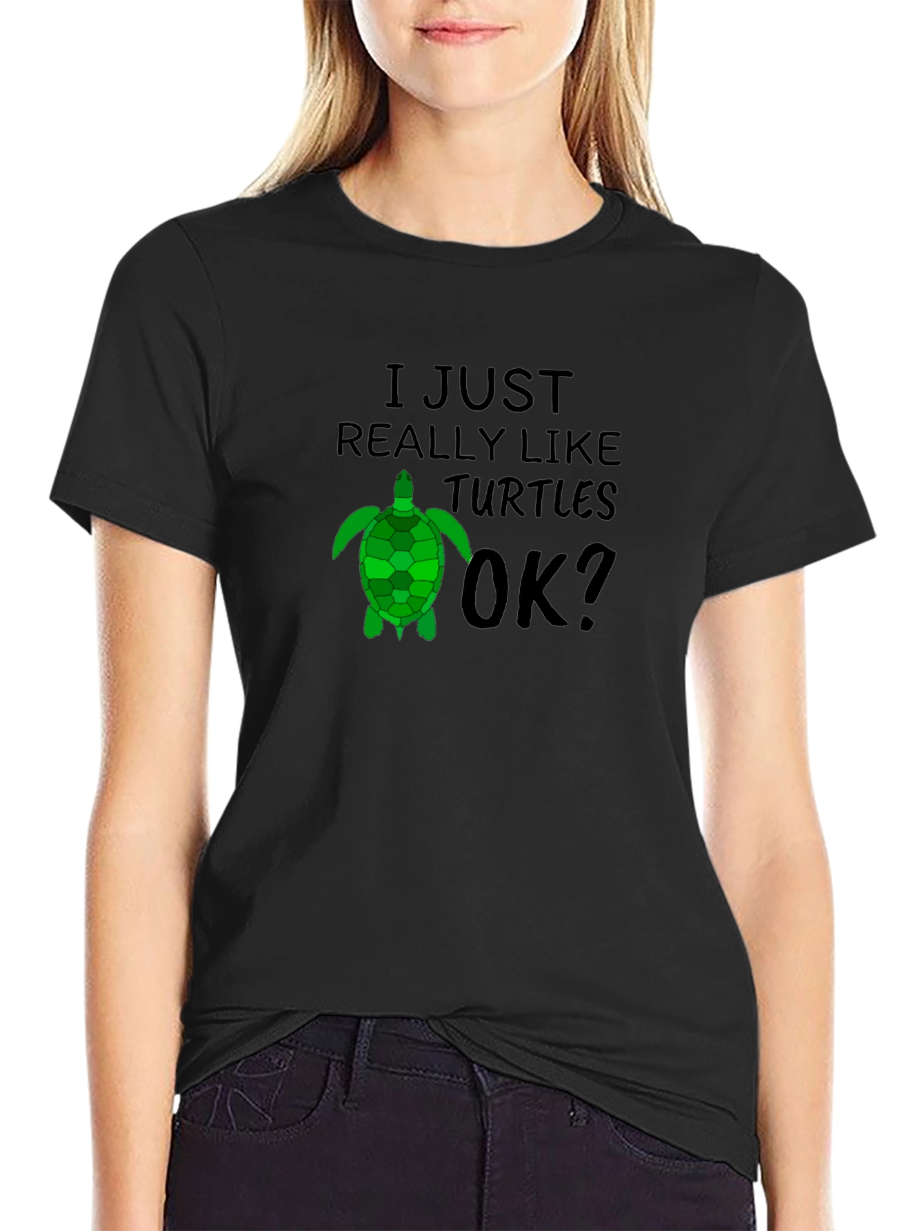 I Just Really Like Turtles OK? Black T-Shirt