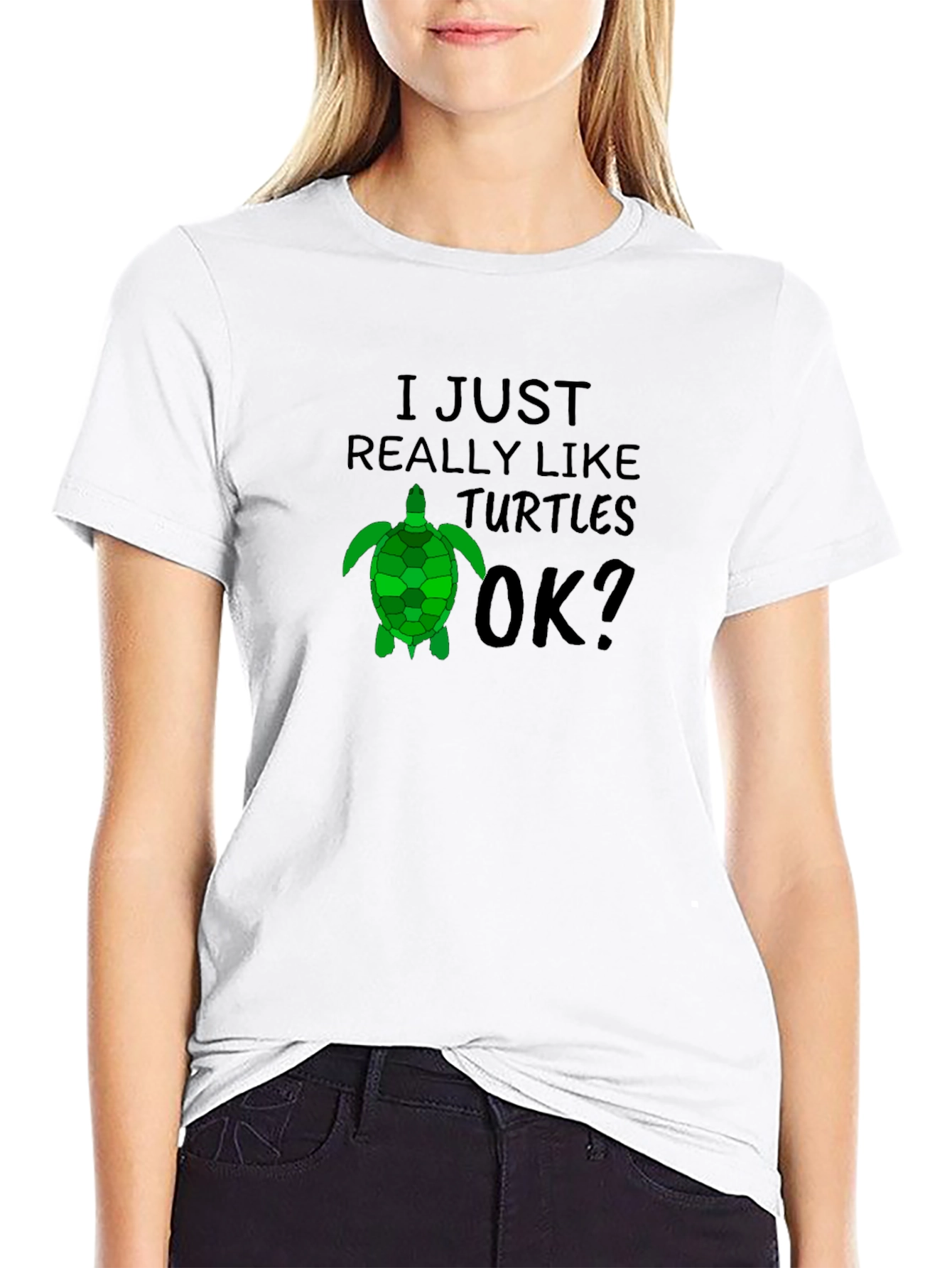 I Just Really Like Turtles OK? Black T-Shirt