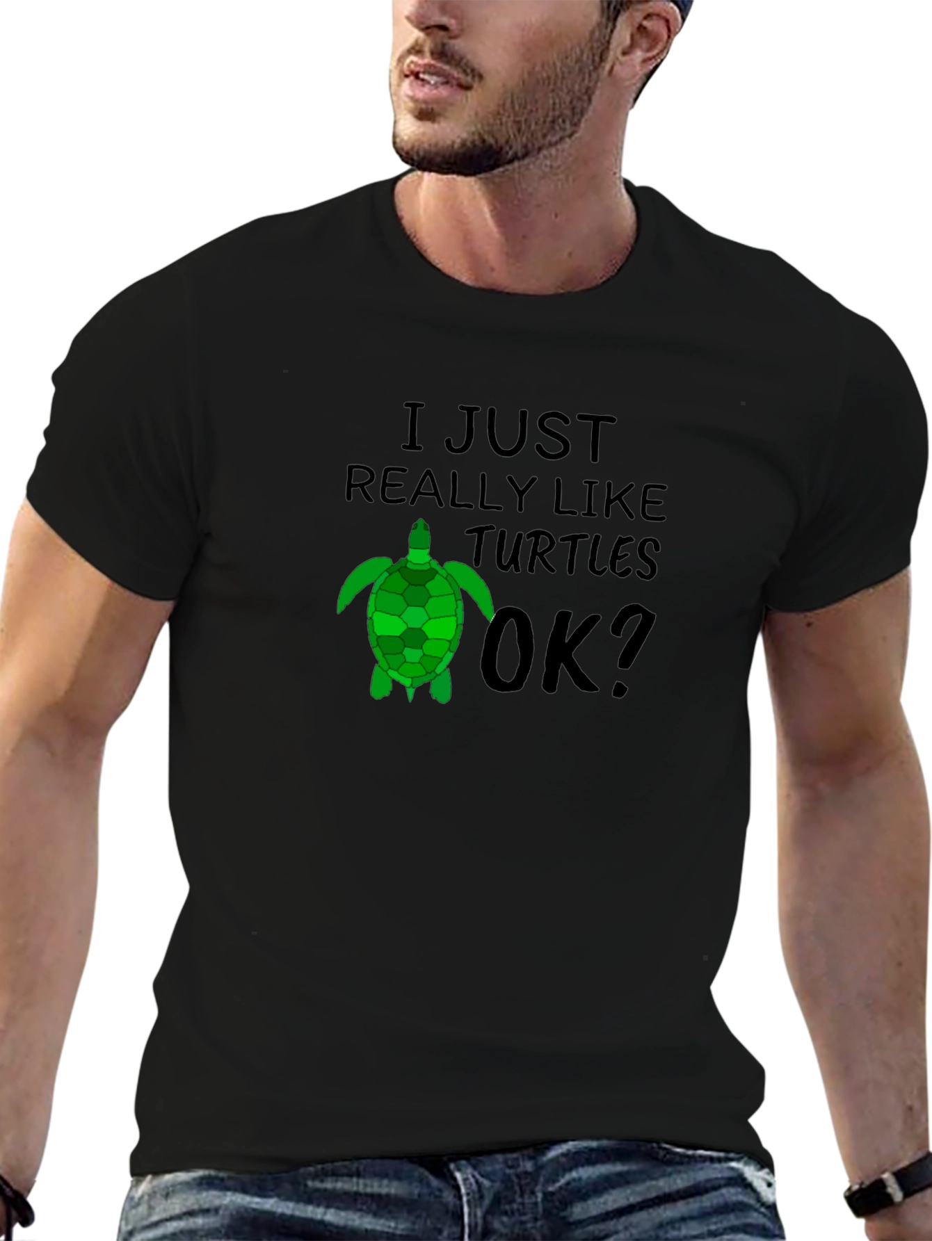 I Just Really Like Turtles OK? Black T-Shirt