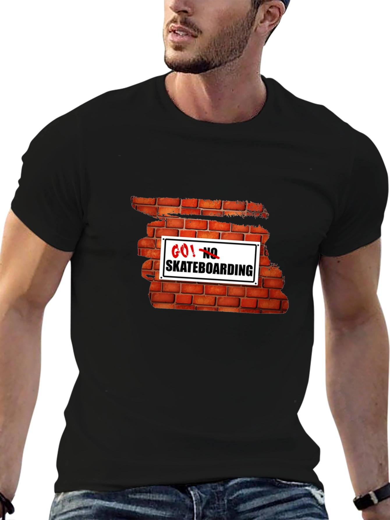 Go! No Skateboarding Brick Wall Graphic Tee
