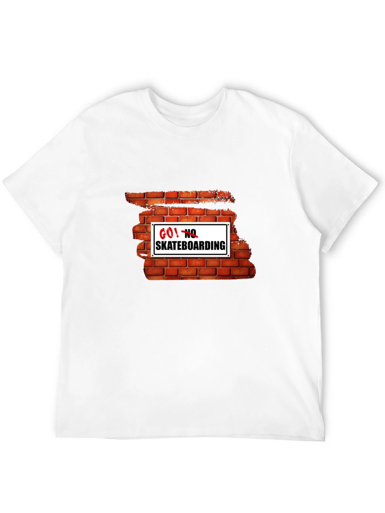 Go! No Skateboarding Brick Wall Graphic Tee