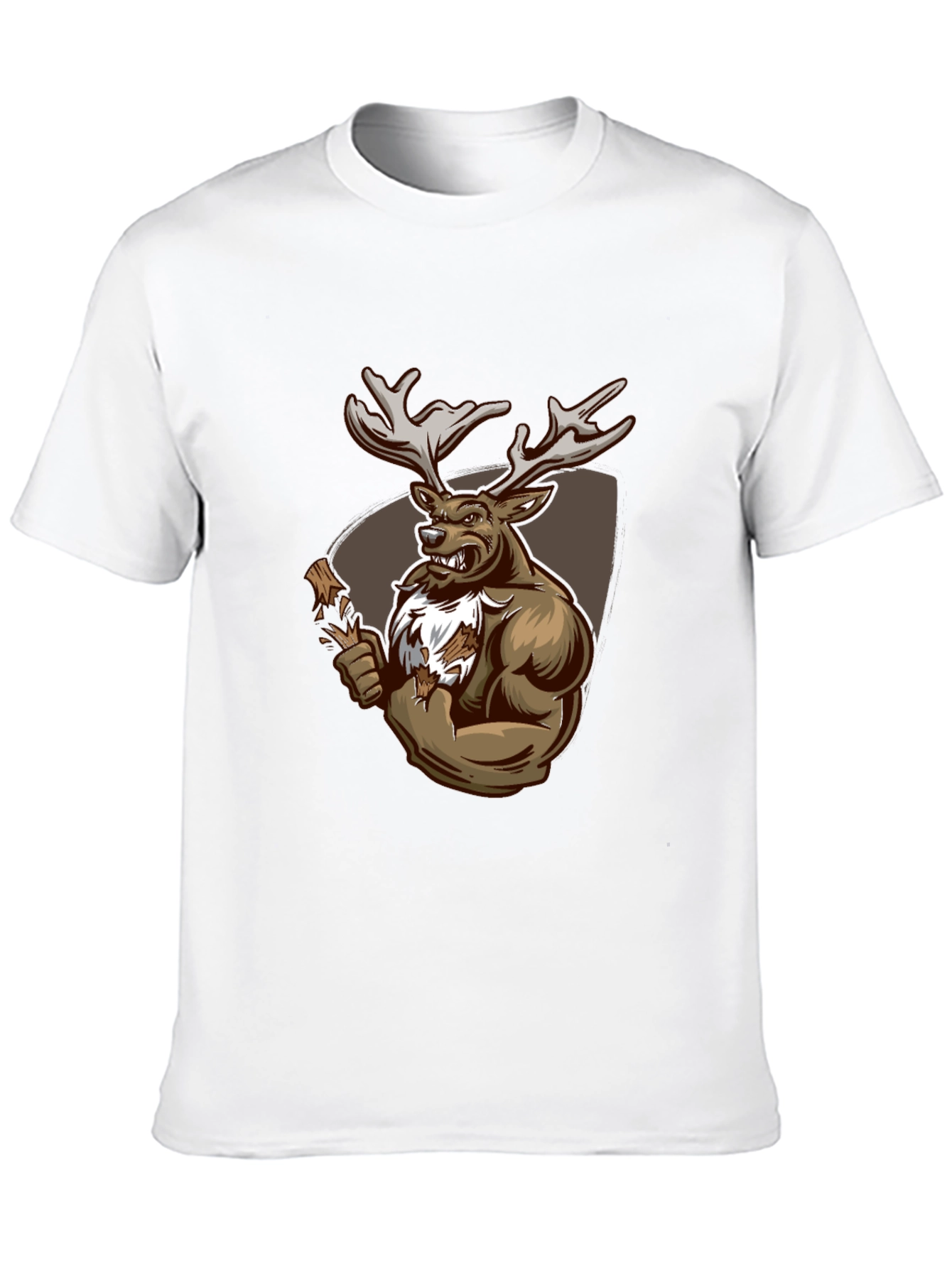 Black Graphic Tee: Muscular Deer