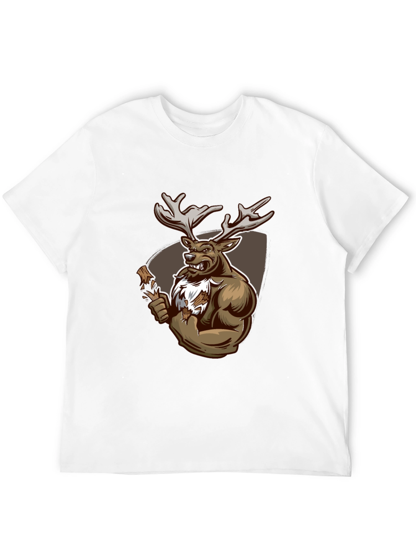 Black Graphic Tee: Muscular Deer
