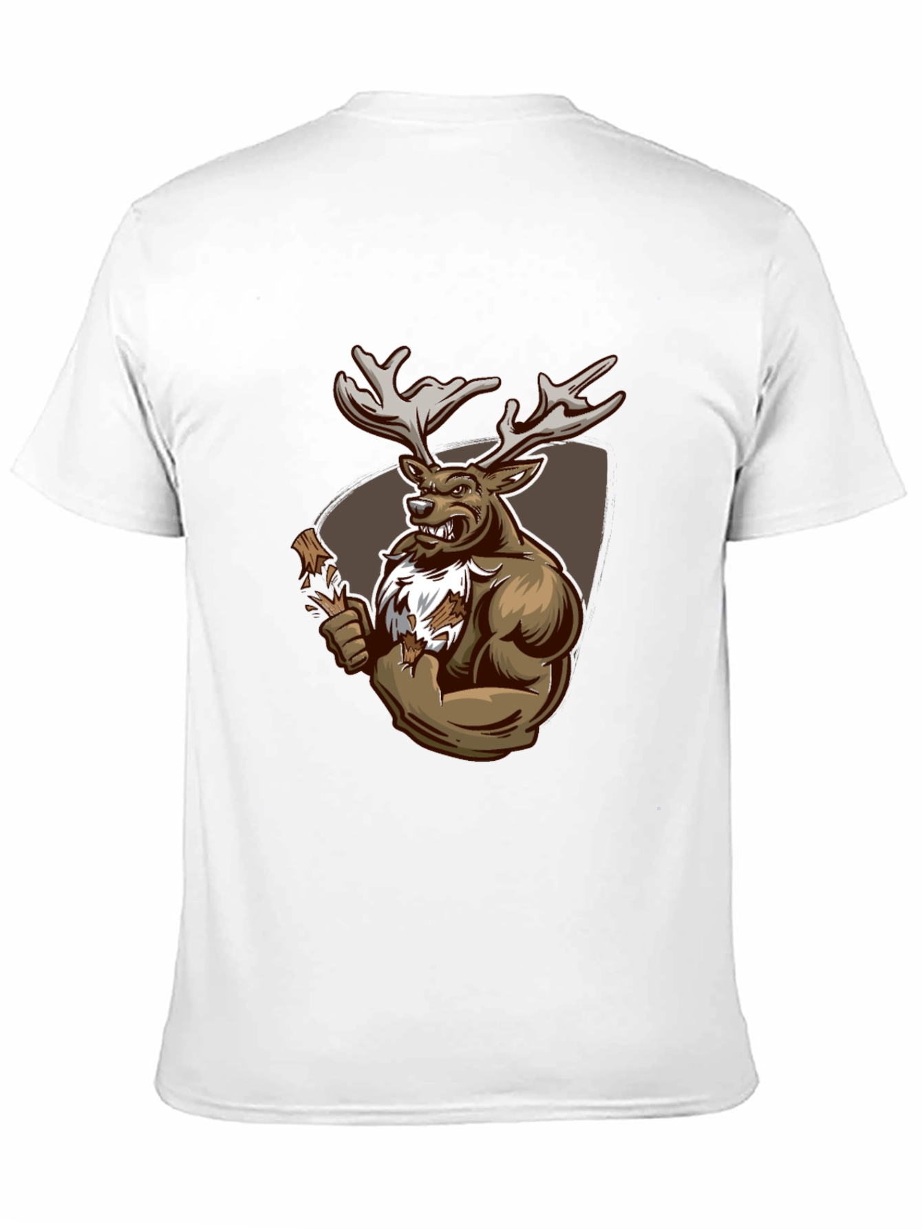 Black Graphic Tee: Muscular Deer
