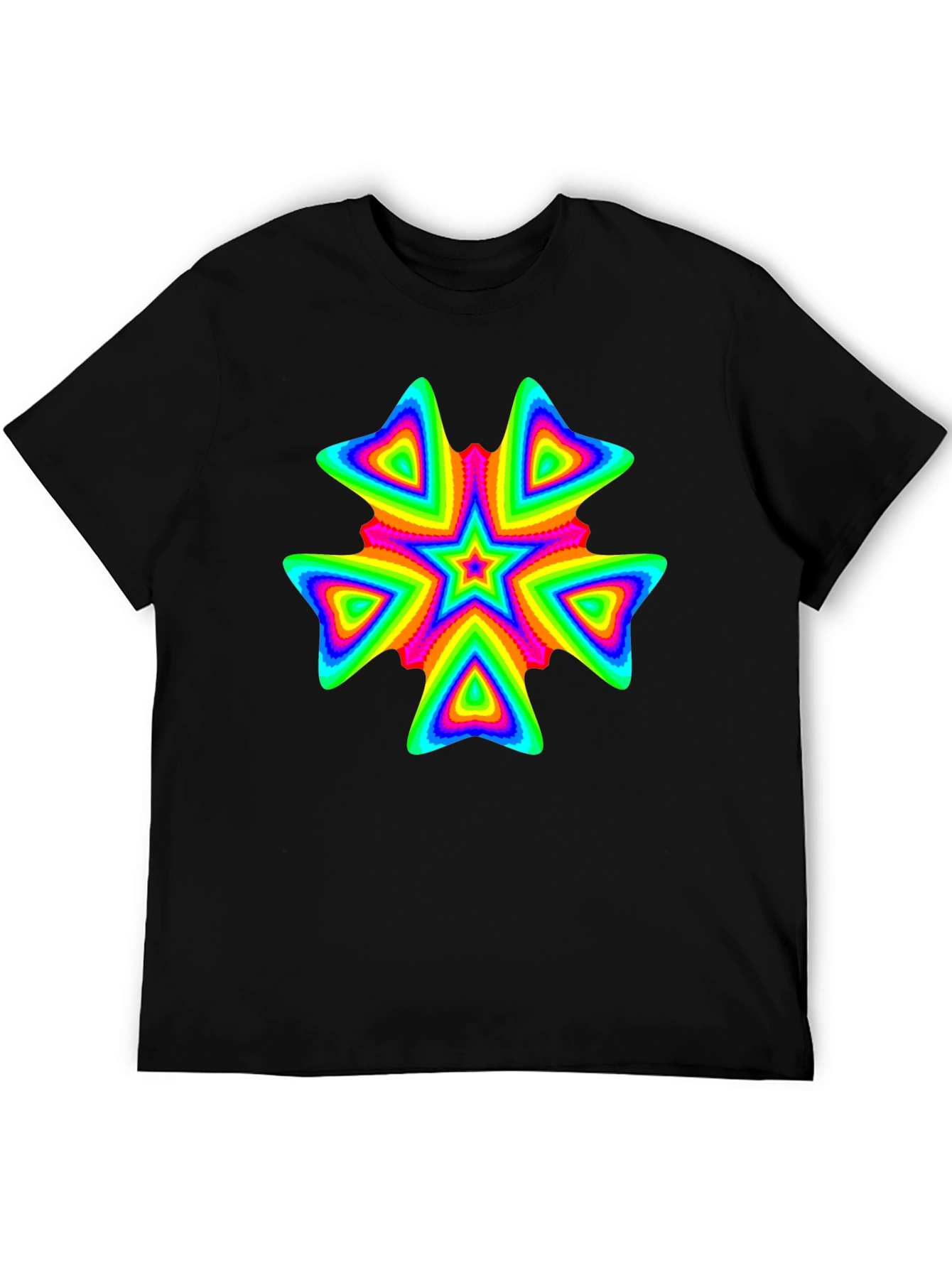 Vivid Psychedelic Starburst Graphic Black T-Shirt