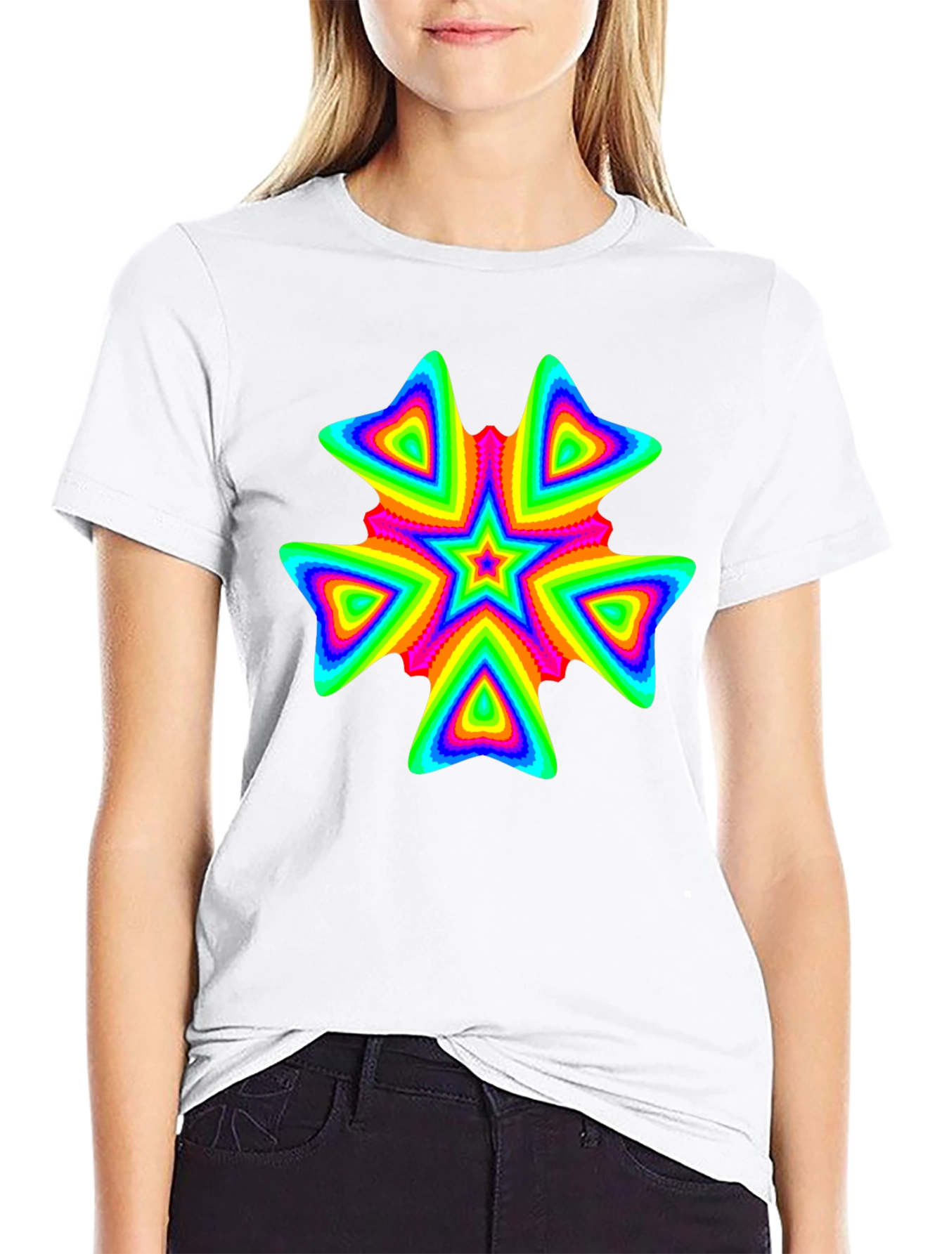 Vivid Psychedelic Starburst Graphic Black T-Shirt