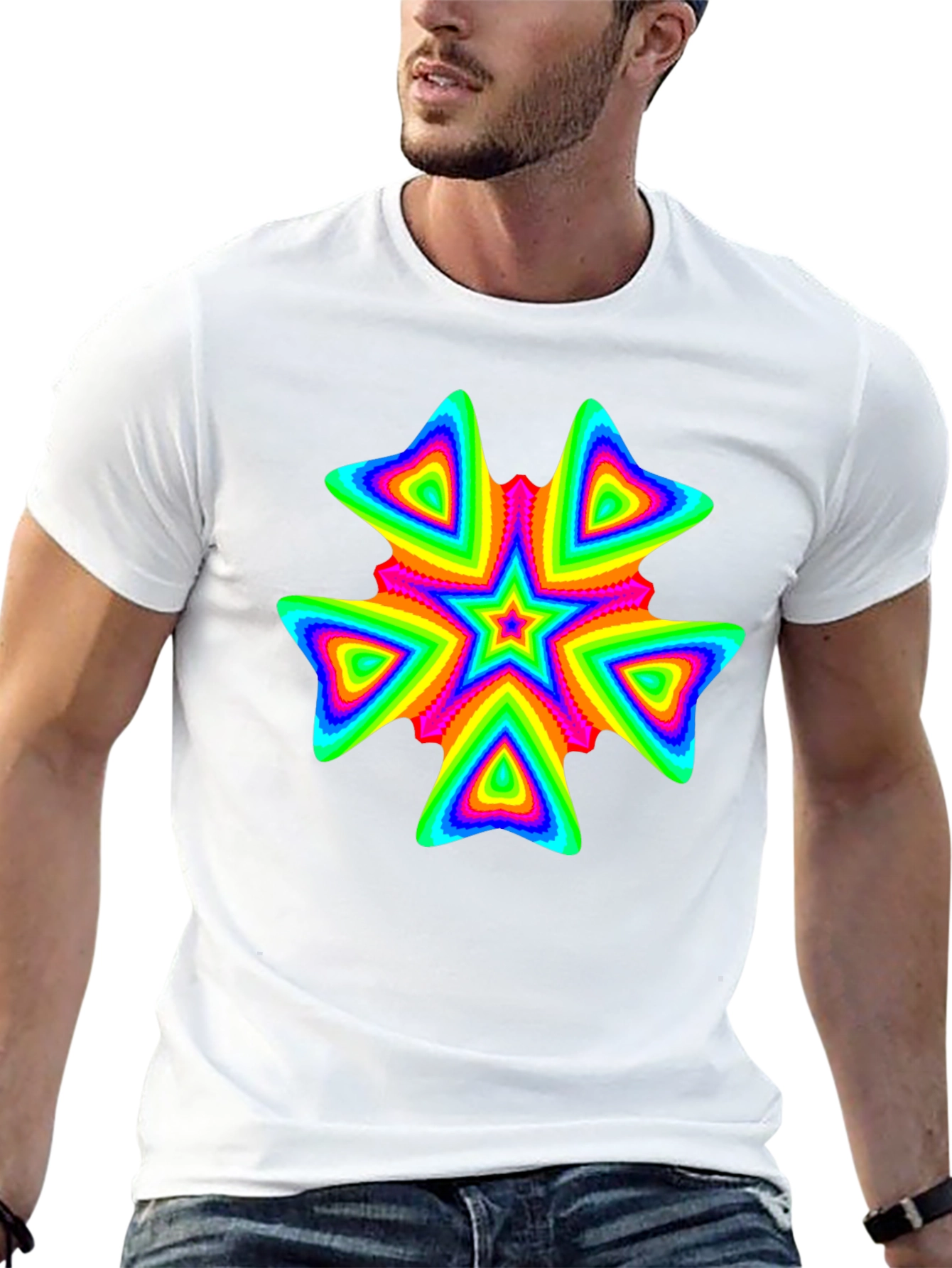 Vivid Psychedelic Starburst Graphic Black T-Shirt