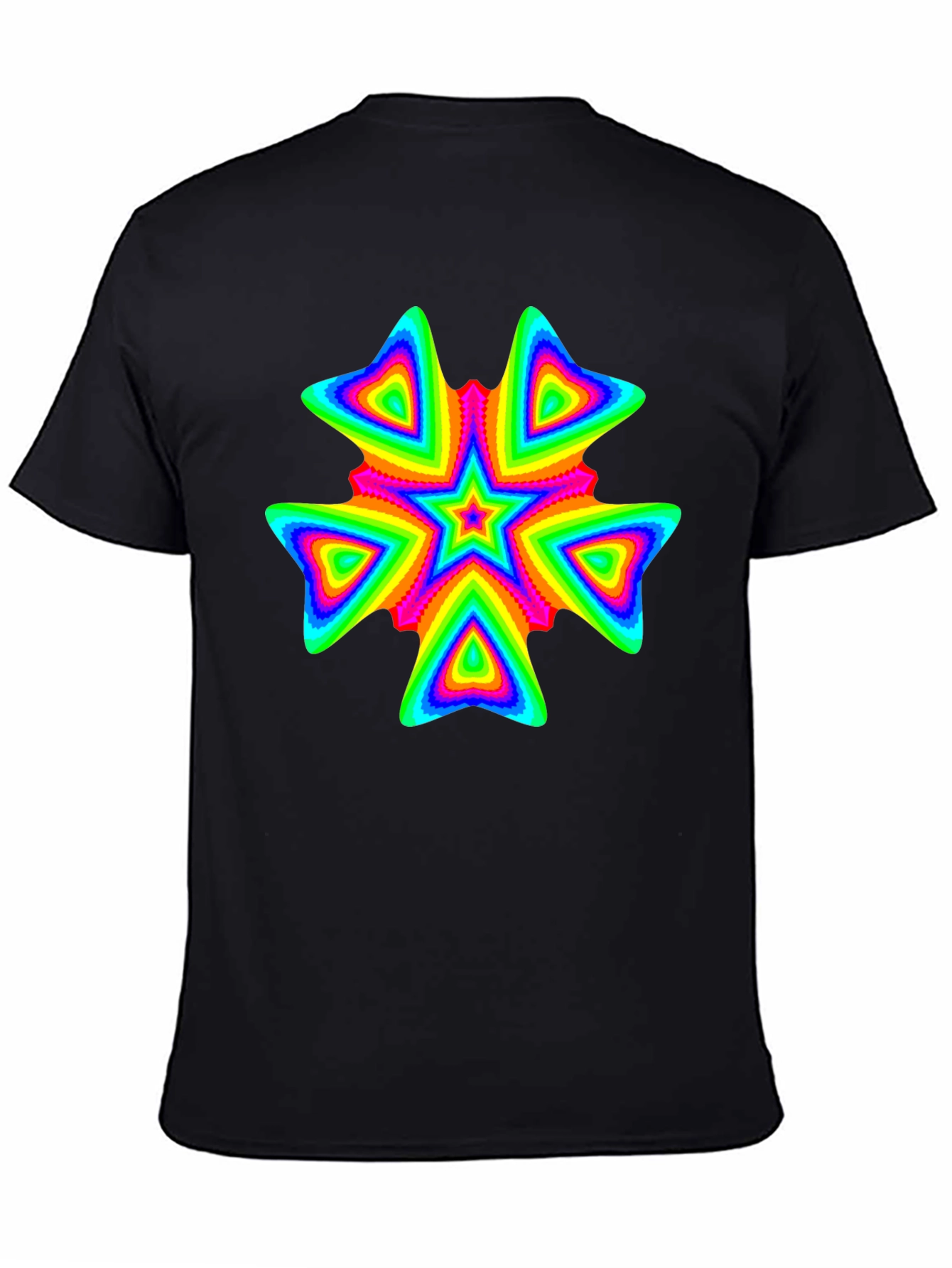 Vivid Psychedelic Starburst Graphic Black T-Shirt