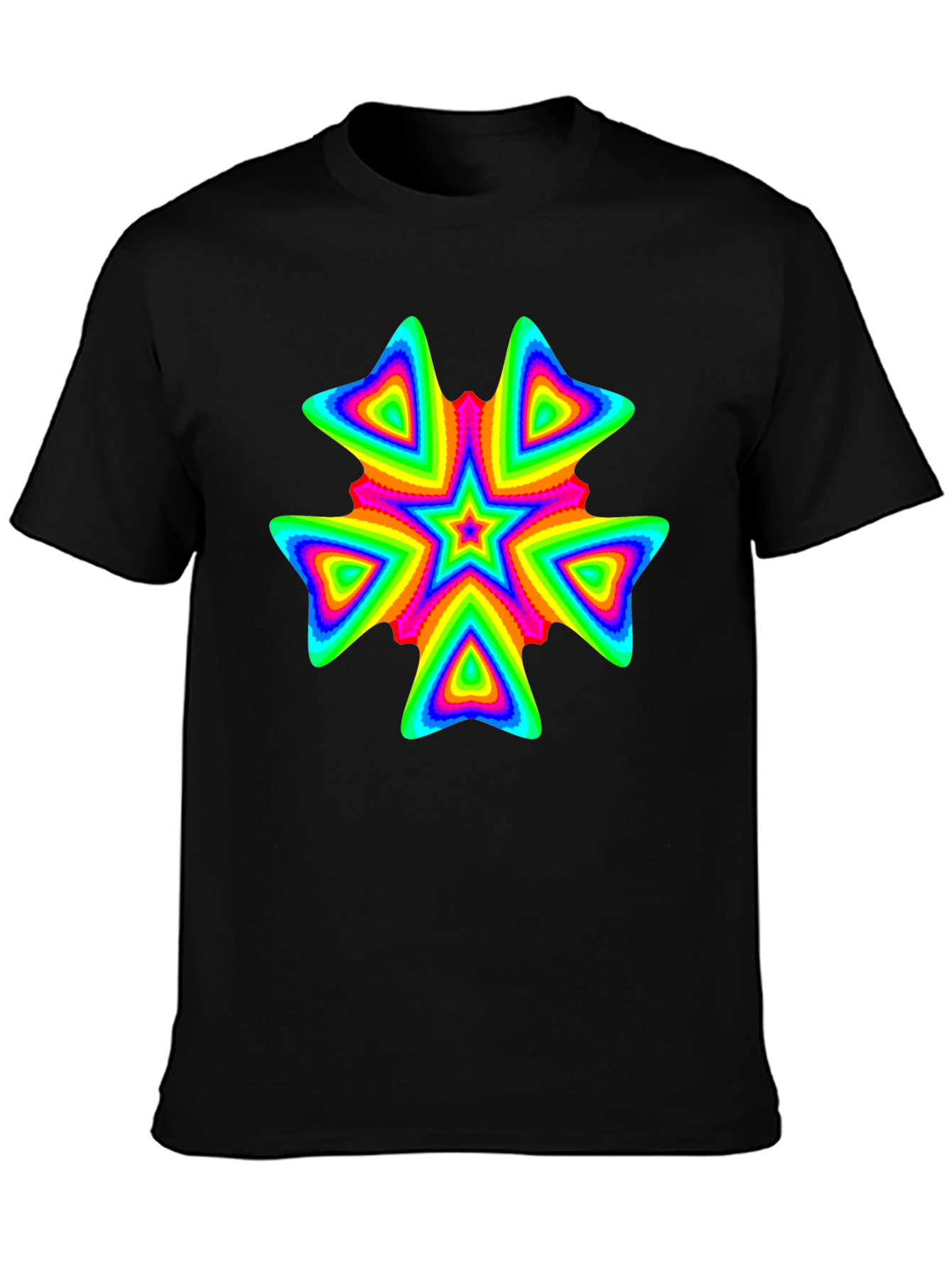 Vivid Psychedelic Starburst Graphic Black T-Shirt