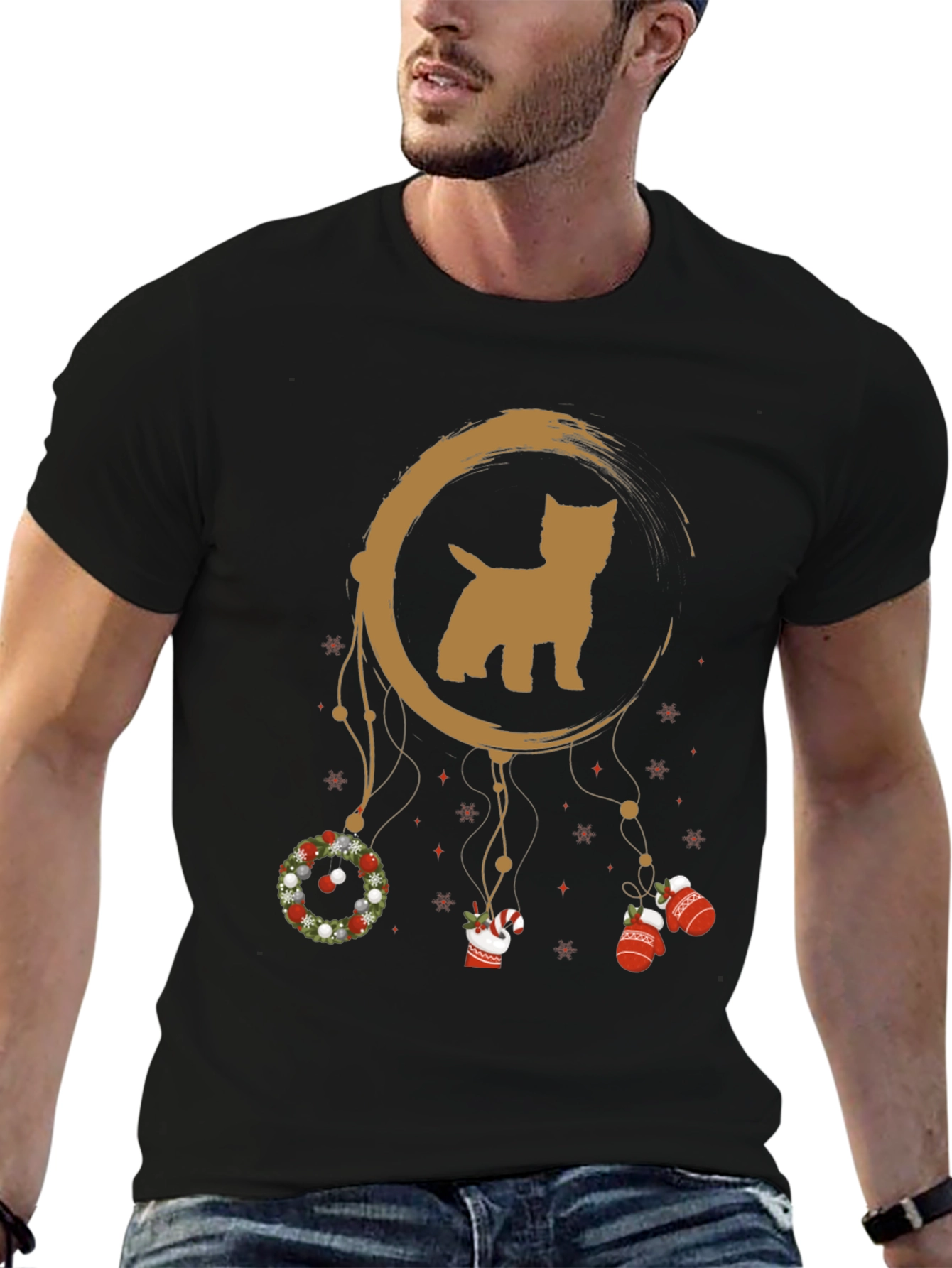 Festive Dog Dreamcatcher Graphic Tee