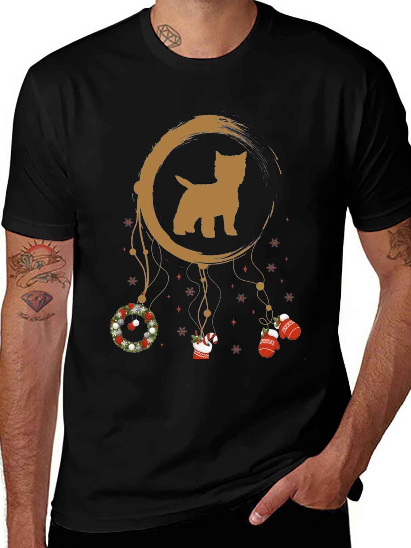 Festive Dog Dreamcatcher Graphic Tee