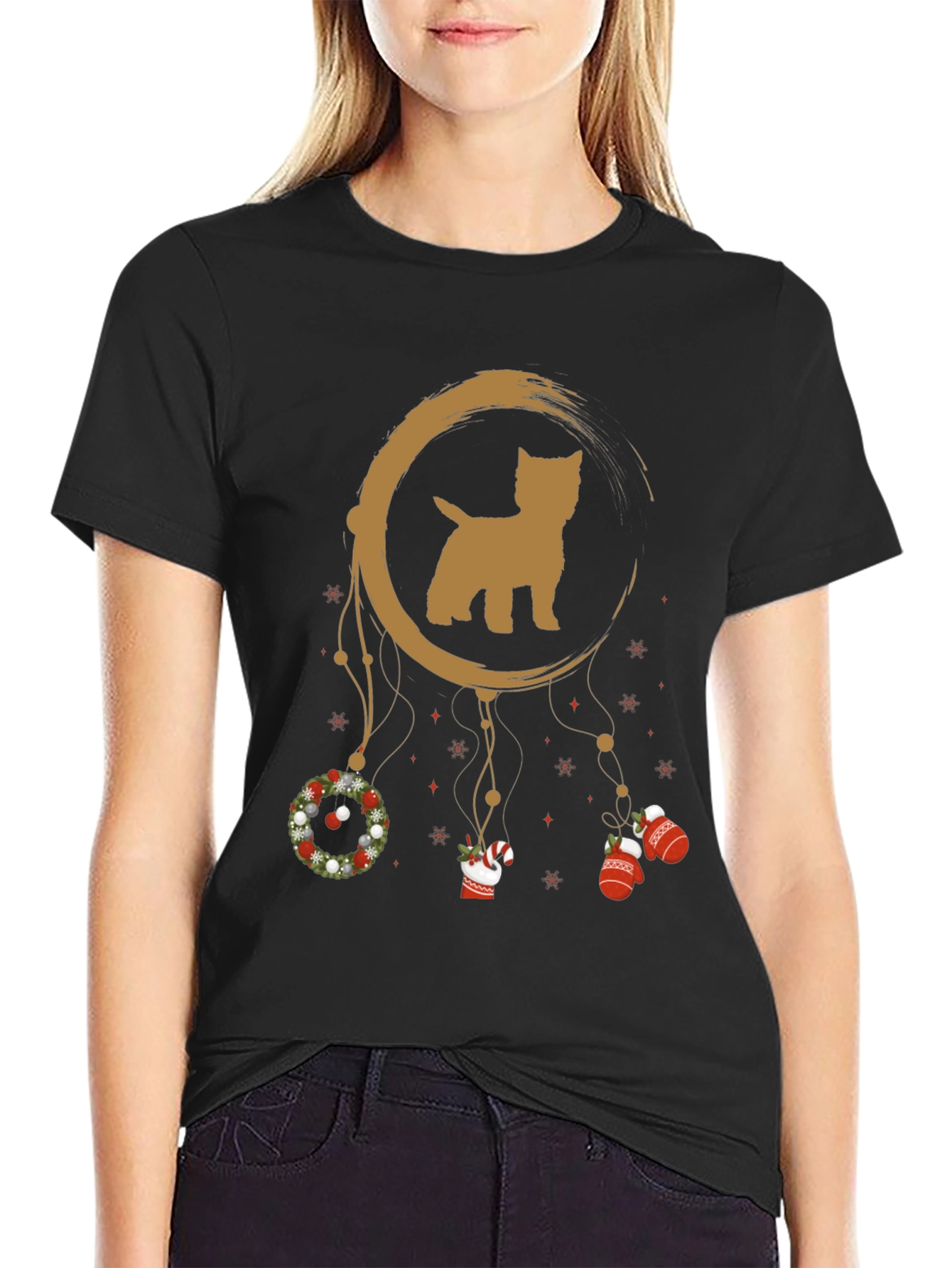 Festive Dog Dreamcatcher Graphic Tee