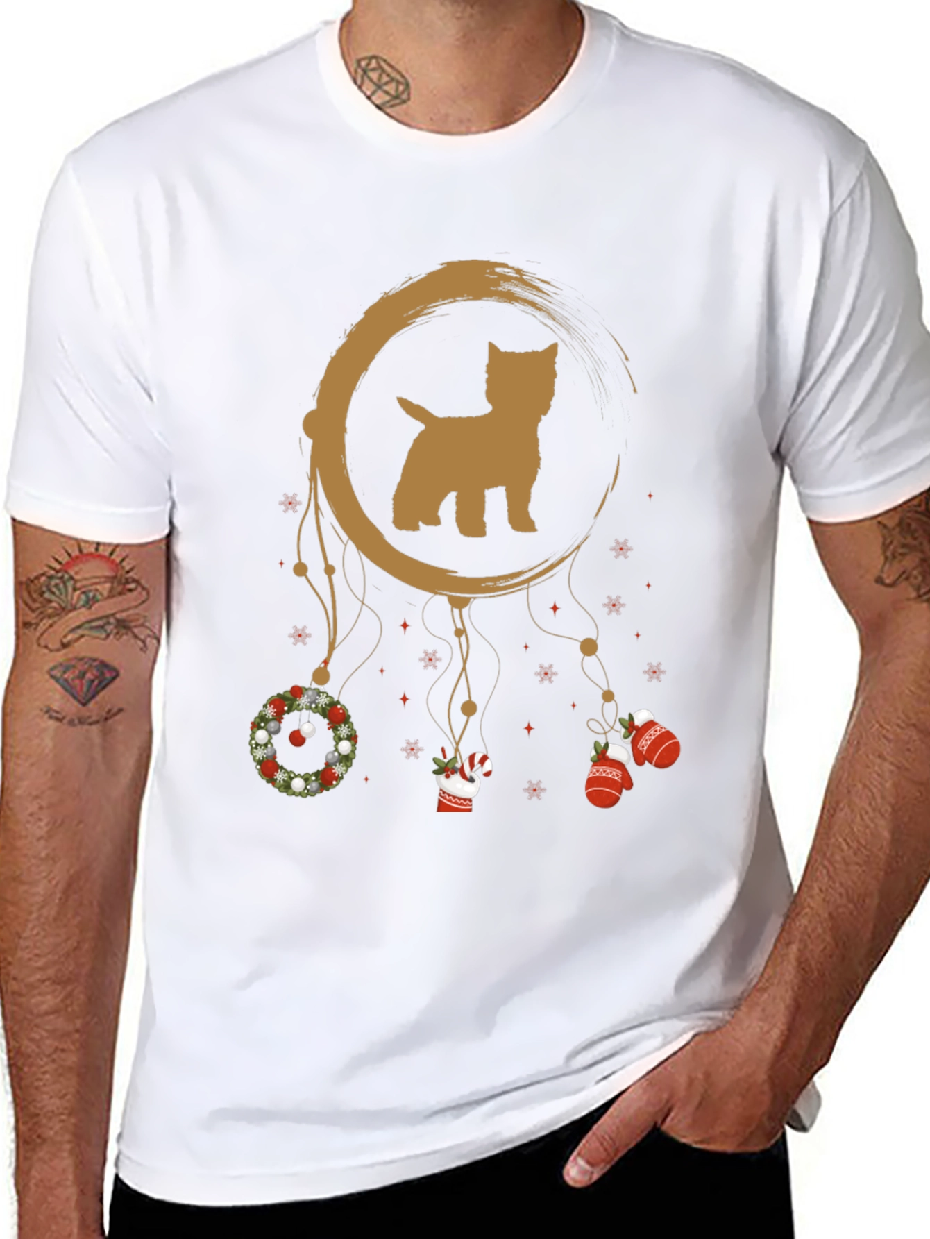 Festive Dog Dreamcatcher Graphic Tee