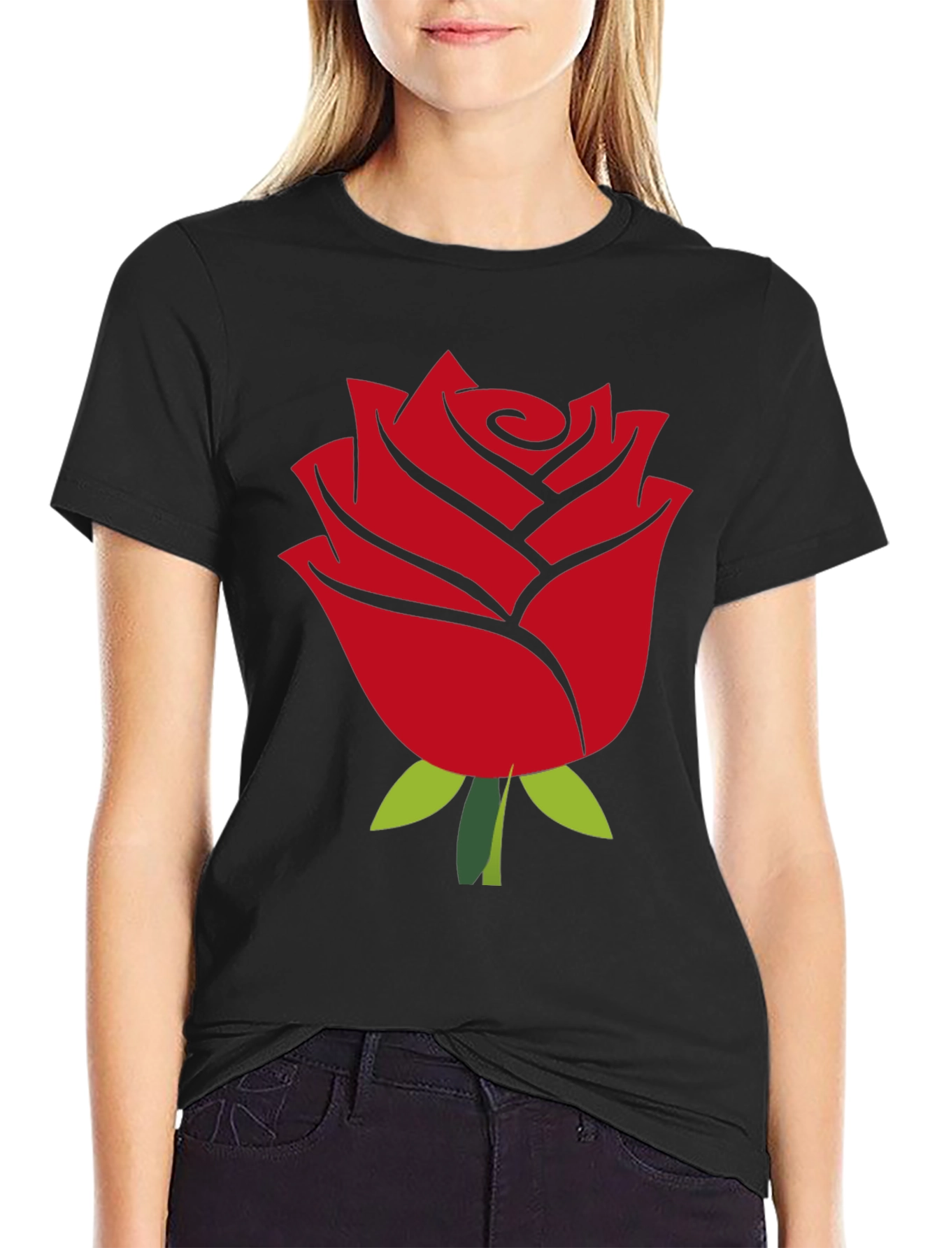 Rose Graphic T-Shirt - Bold Red Flower Print