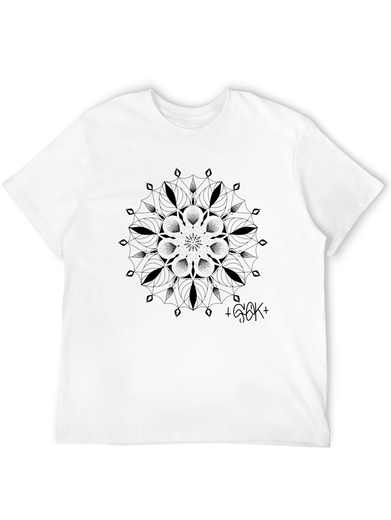 Geometric Mandala Graphic Black T-Shirt
