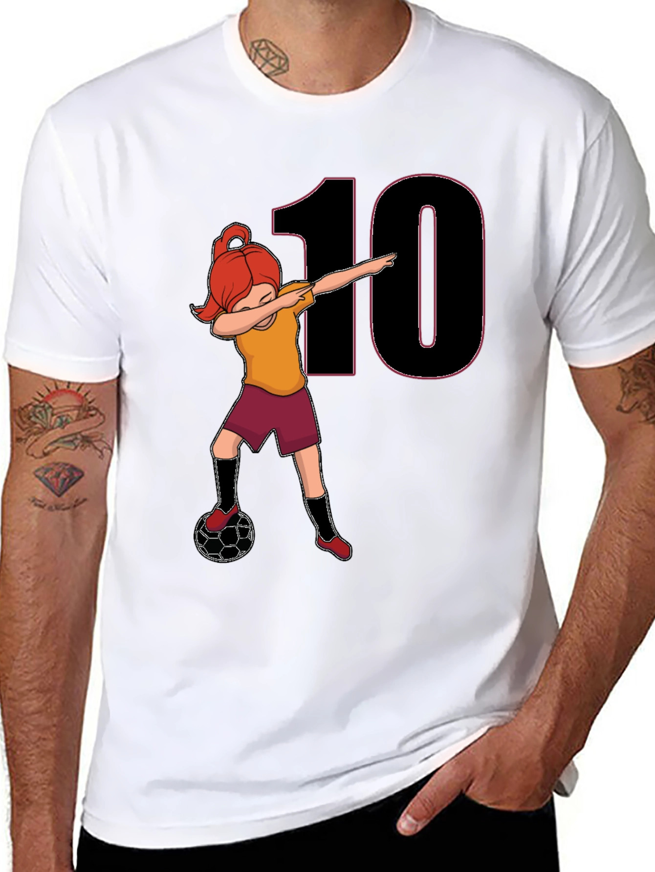 Girl Soccer Dabbing T-Shirt - Number 10