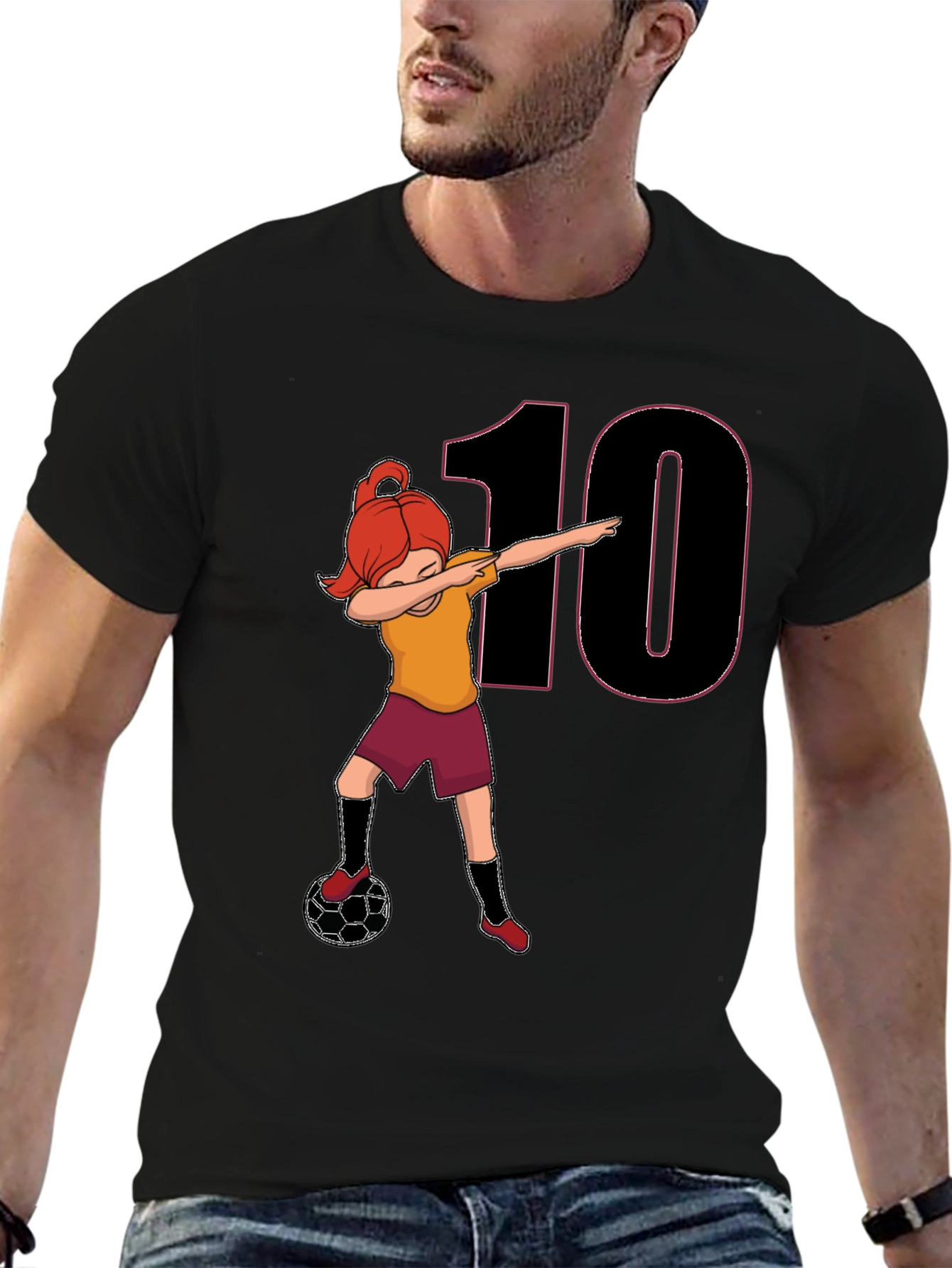 Girl Soccer Dabbing T-Shirt - Number 10