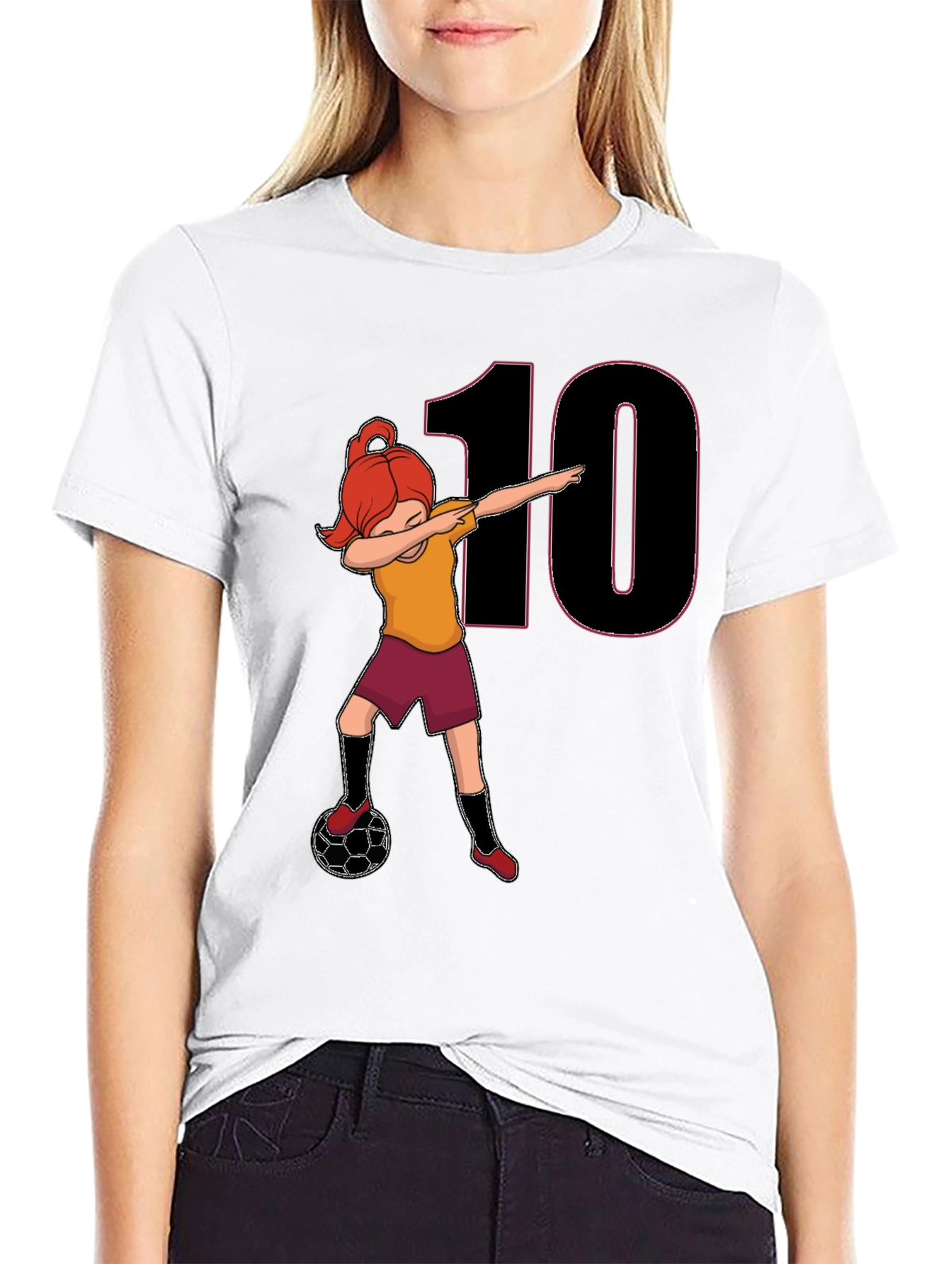 Girl Soccer Dabbing T-Shirt - Number 10