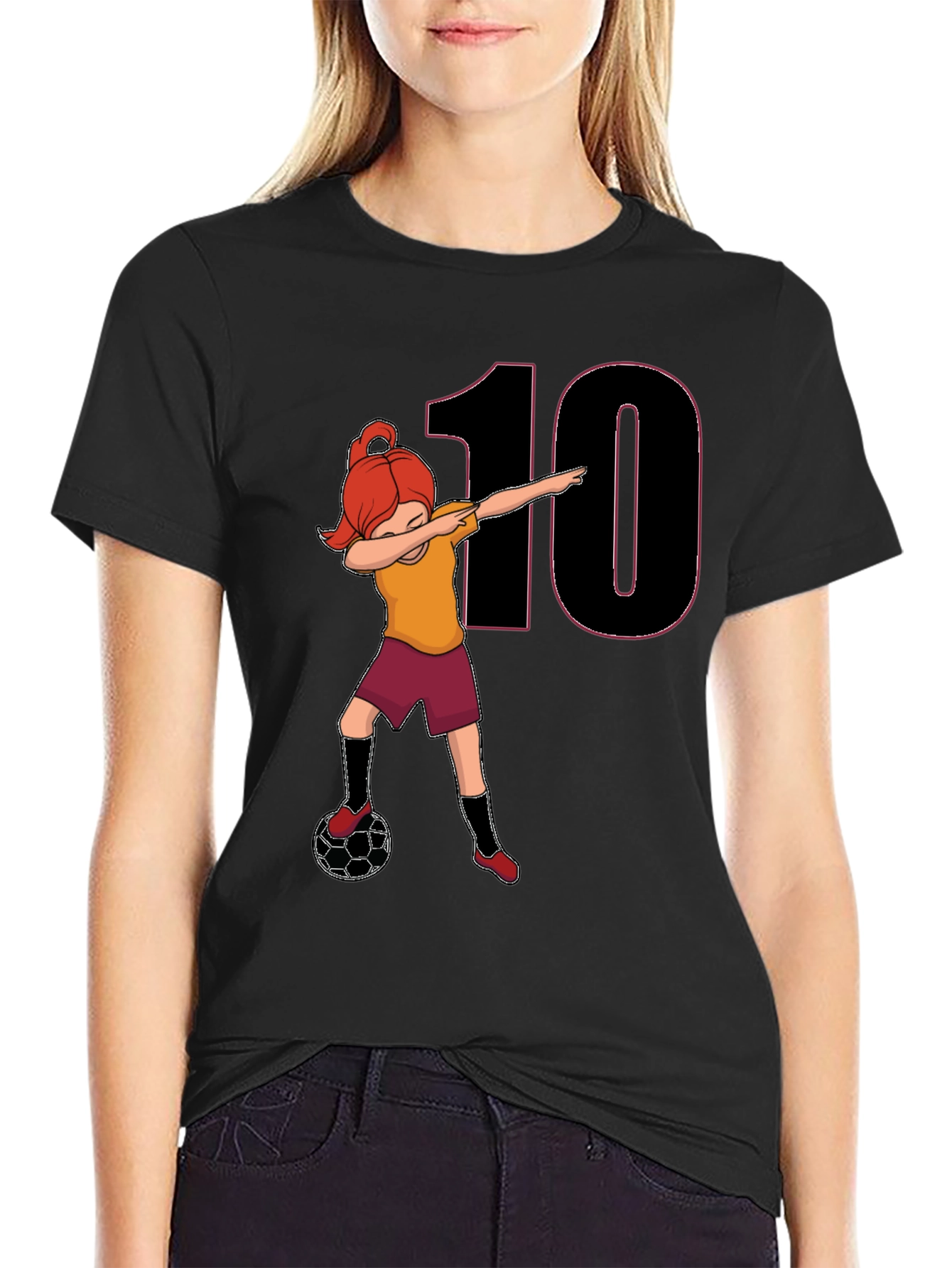 Girl Soccer Dabbing T-Shirt - Number 10