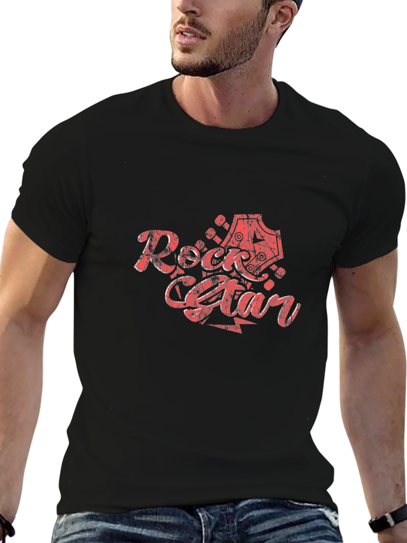 Rock Star Graphic Print T-Shirt - Black