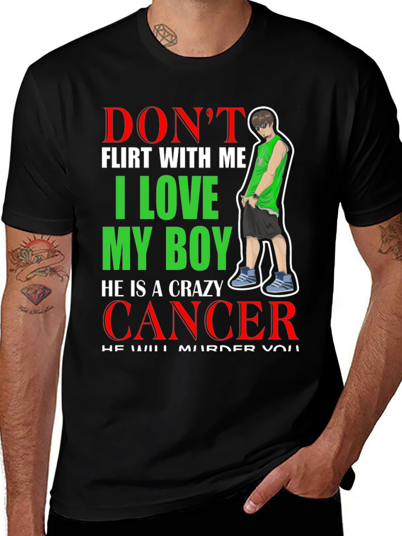 Dont Flirt T-Shirt: I Love My Boy Cancer