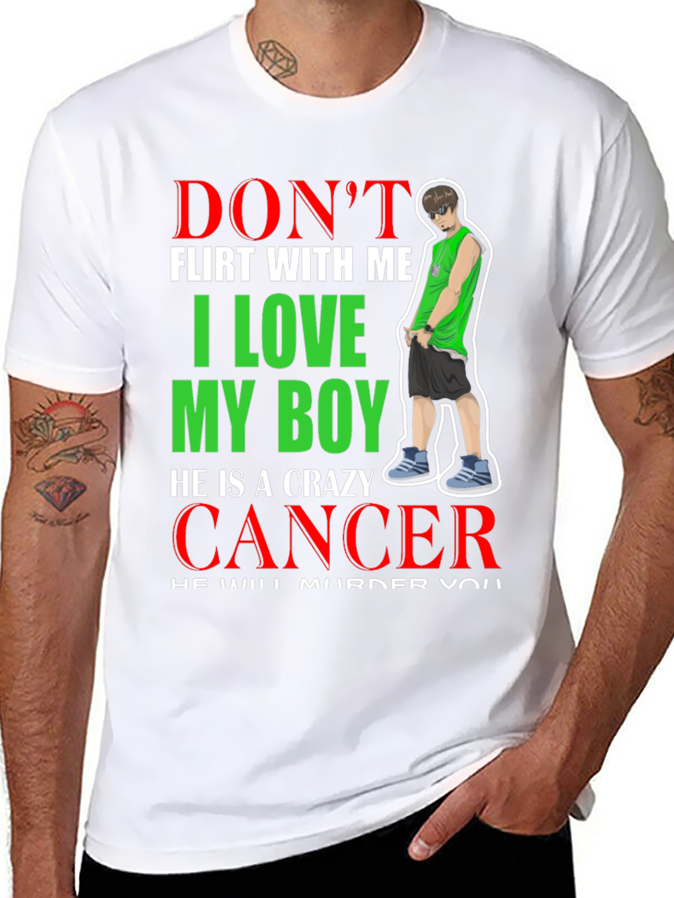 Dont Flirt T-Shirt: I Love My Boy Cancer