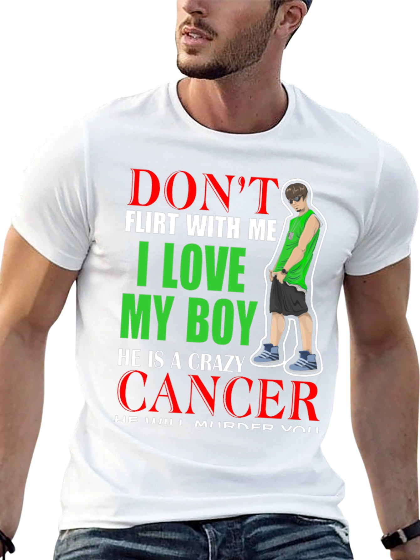 Dont Flirt T-Shirt: I Love My Boy Cancer