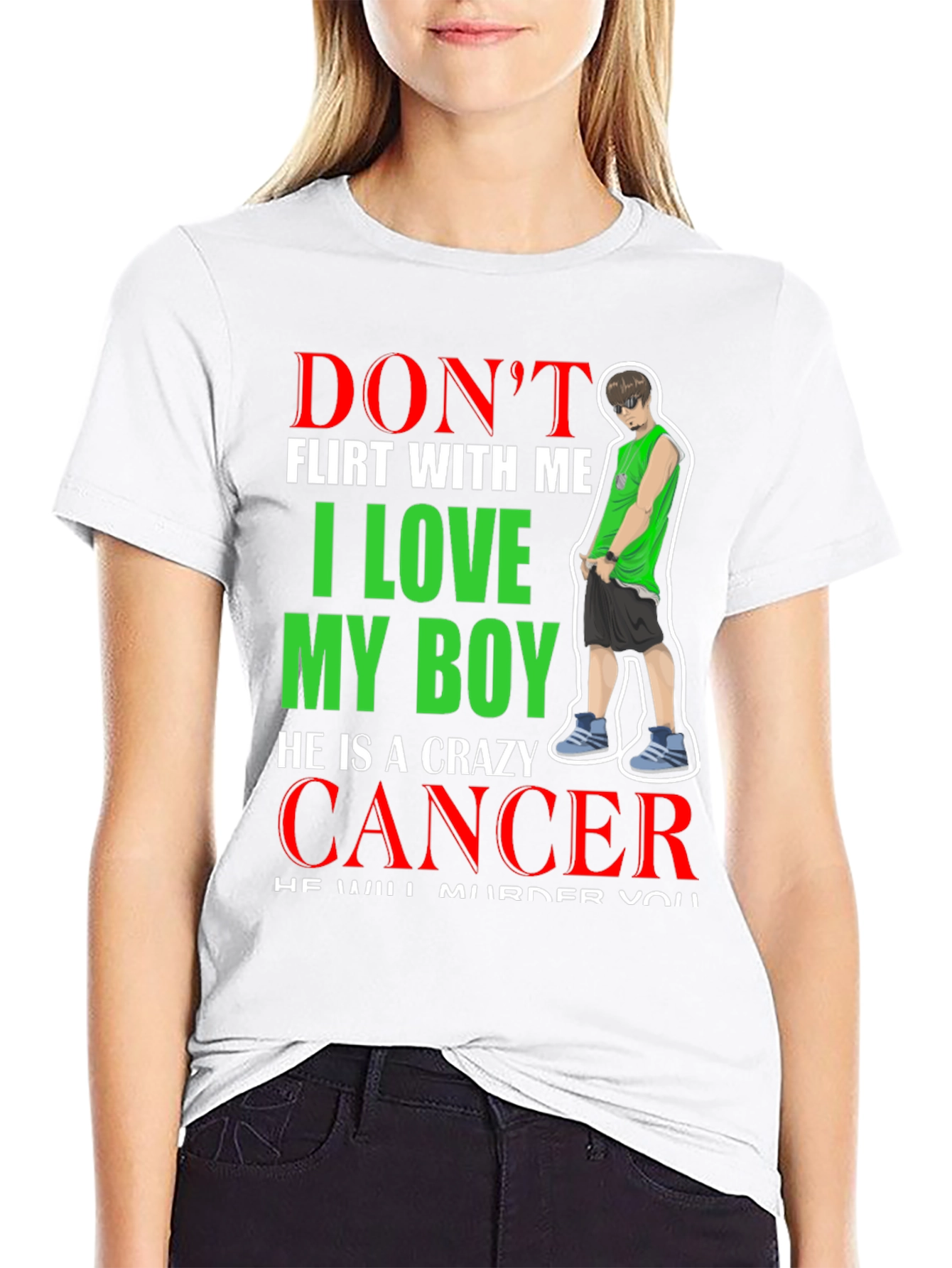 Dont Flirt T-Shirt: I Love My Boy Cancer
