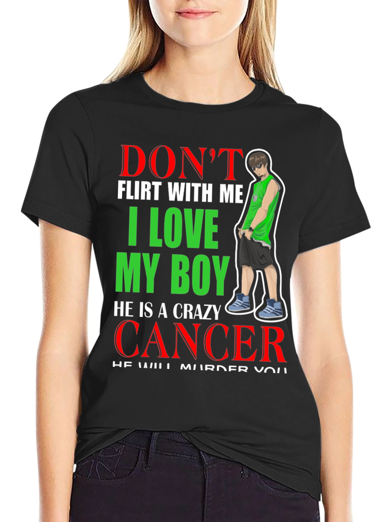 Dont Flirt T-Shirt: I Love My Boy Cancer