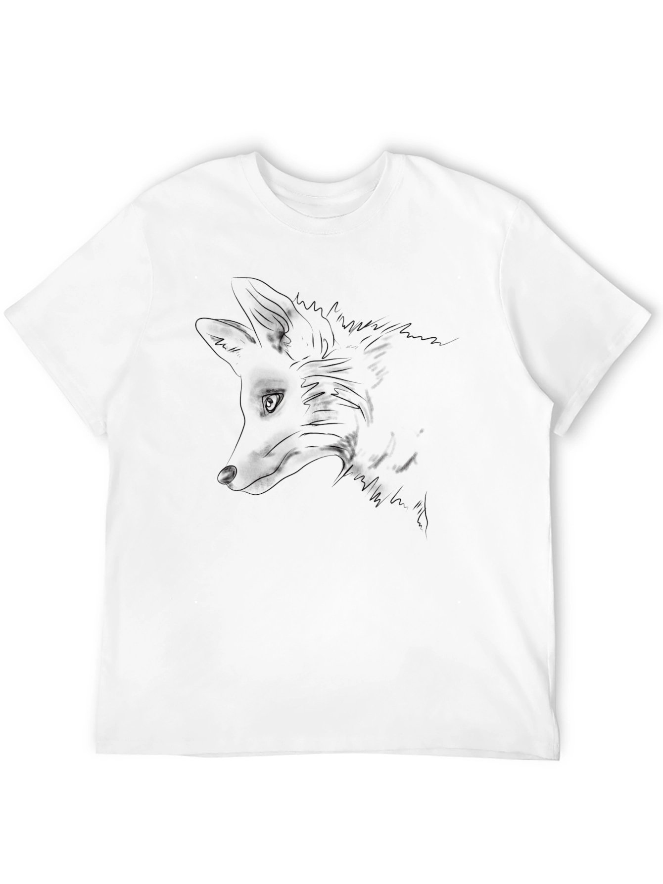 Fox Outline Black T-Shirt - Minimalist Design