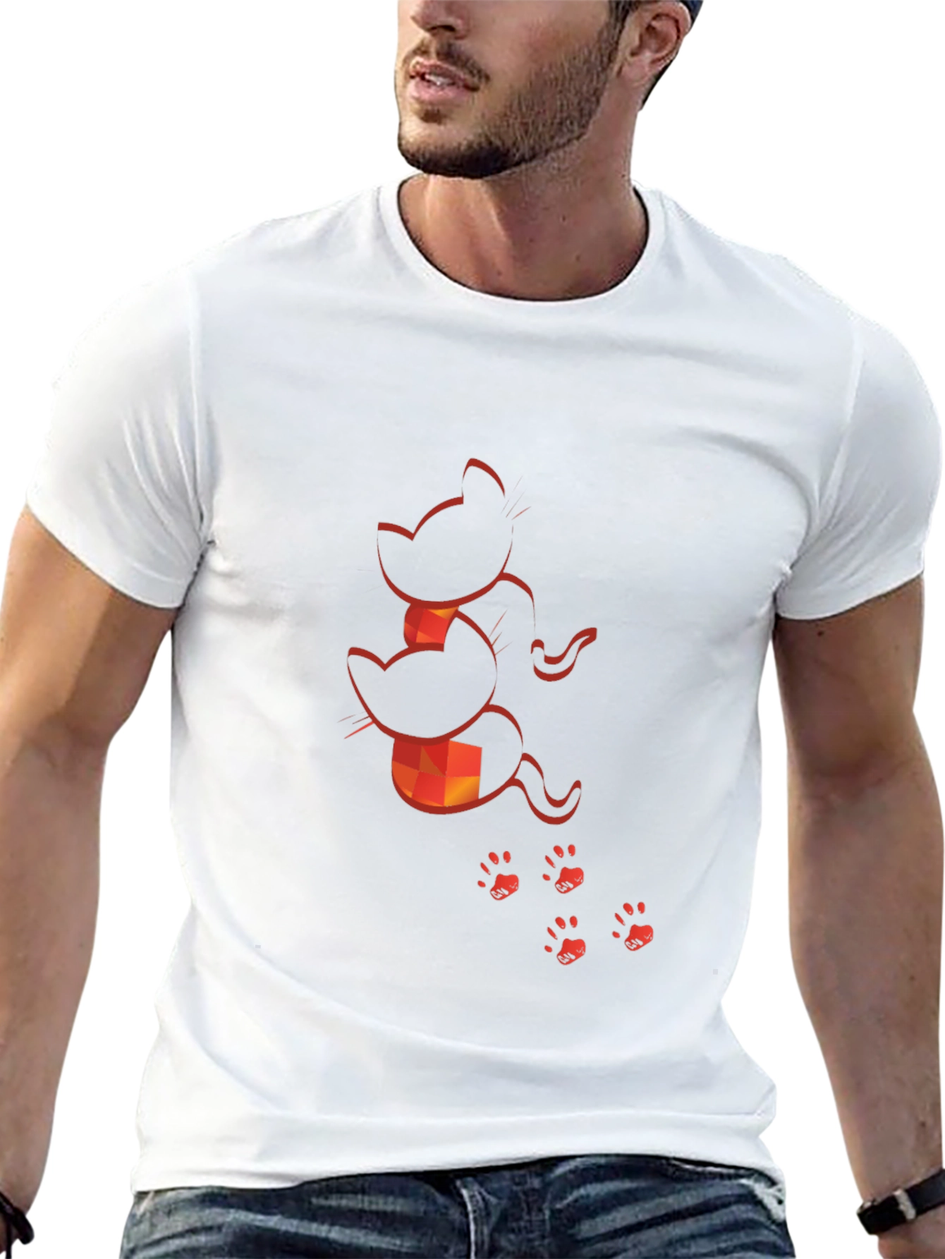 Cat Silhouette Graphic Print Tee