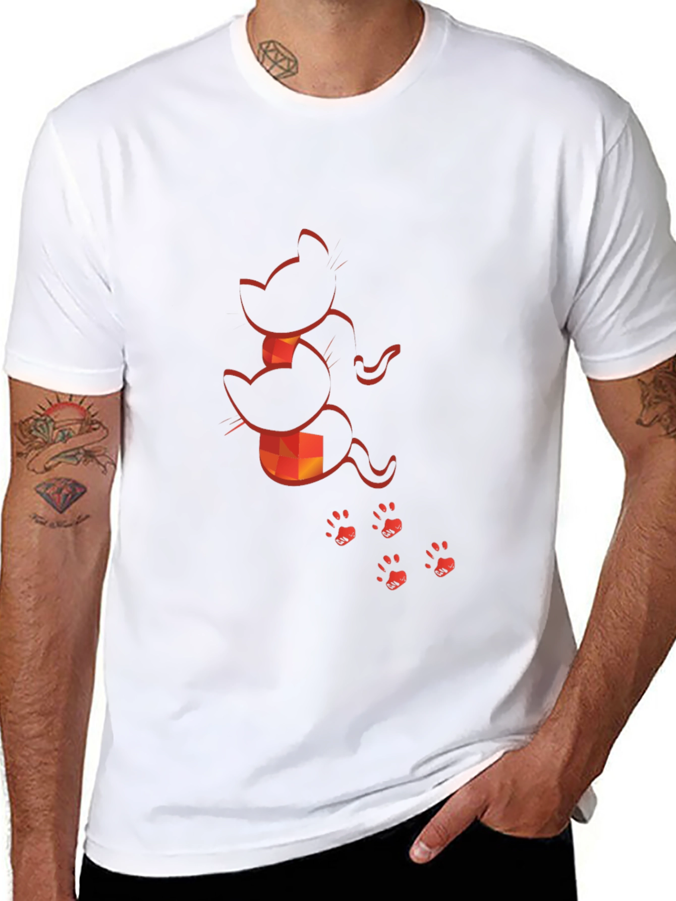 Cat Silhouette Graphic Print Tee