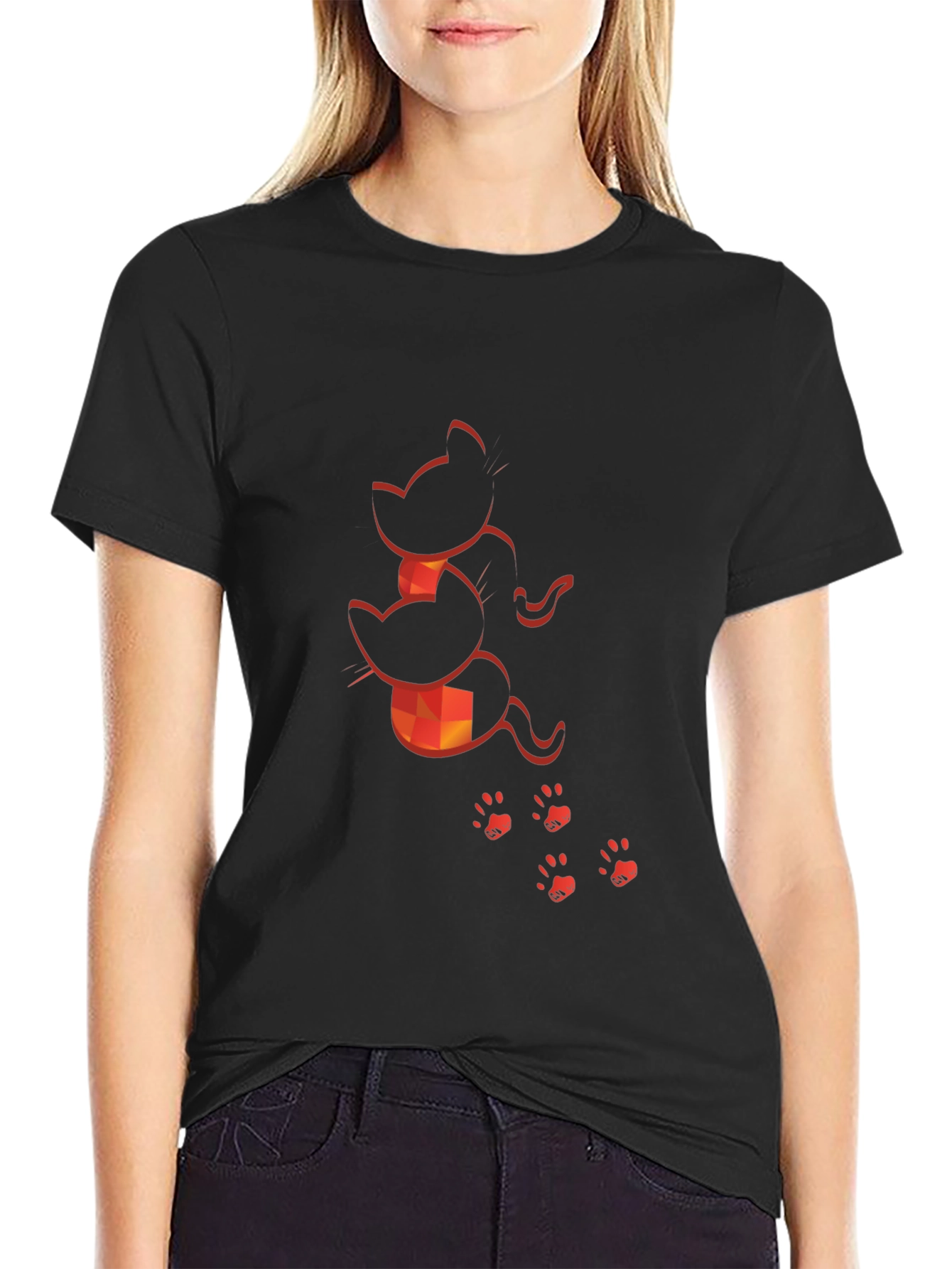 Cat Silhouette Graphic Print Tee