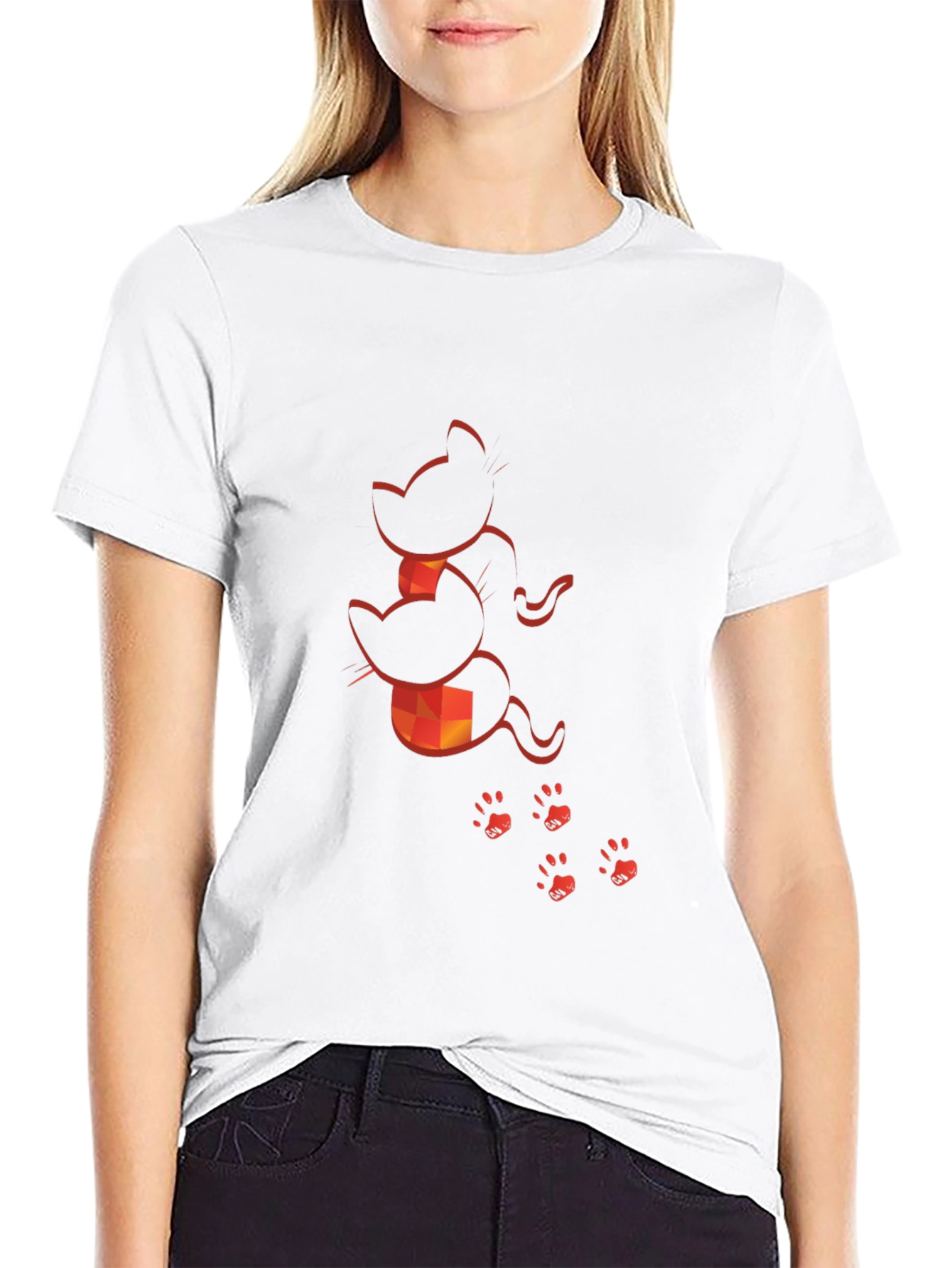 Cat Silhouette Graphic Print Tee