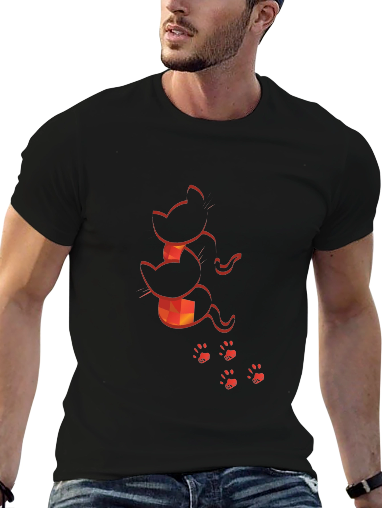 Cat Silhouette Graphic Print Tee