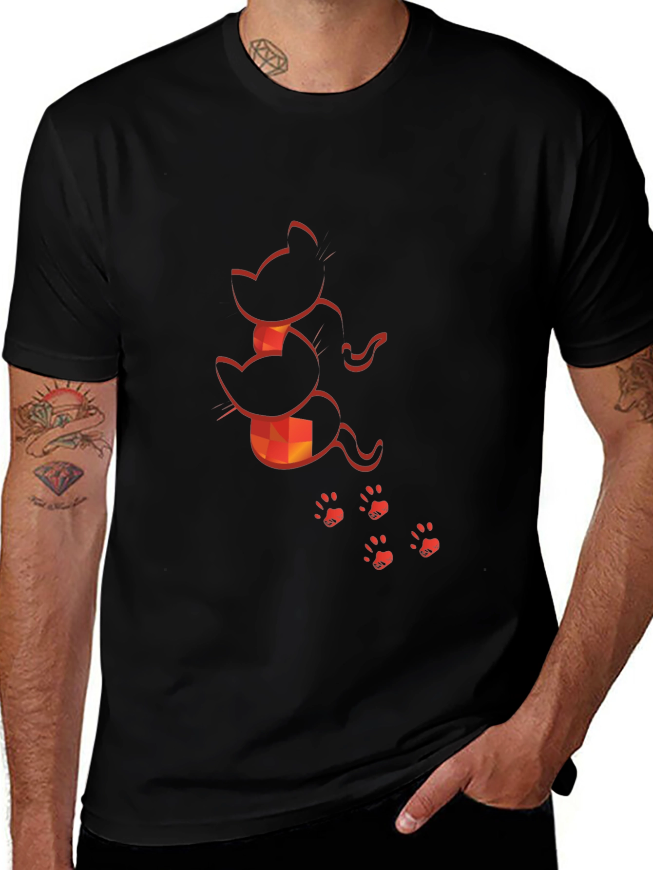Cat Silhouette Graphic Print Tee