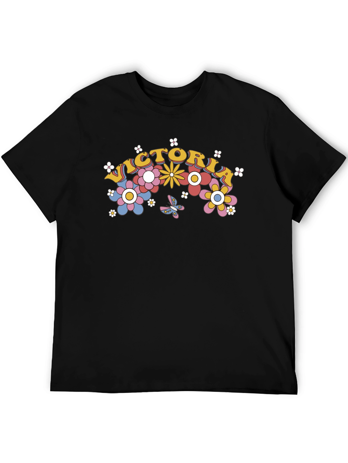 Victoria Floral Graphic T-Shirt - Retro Design