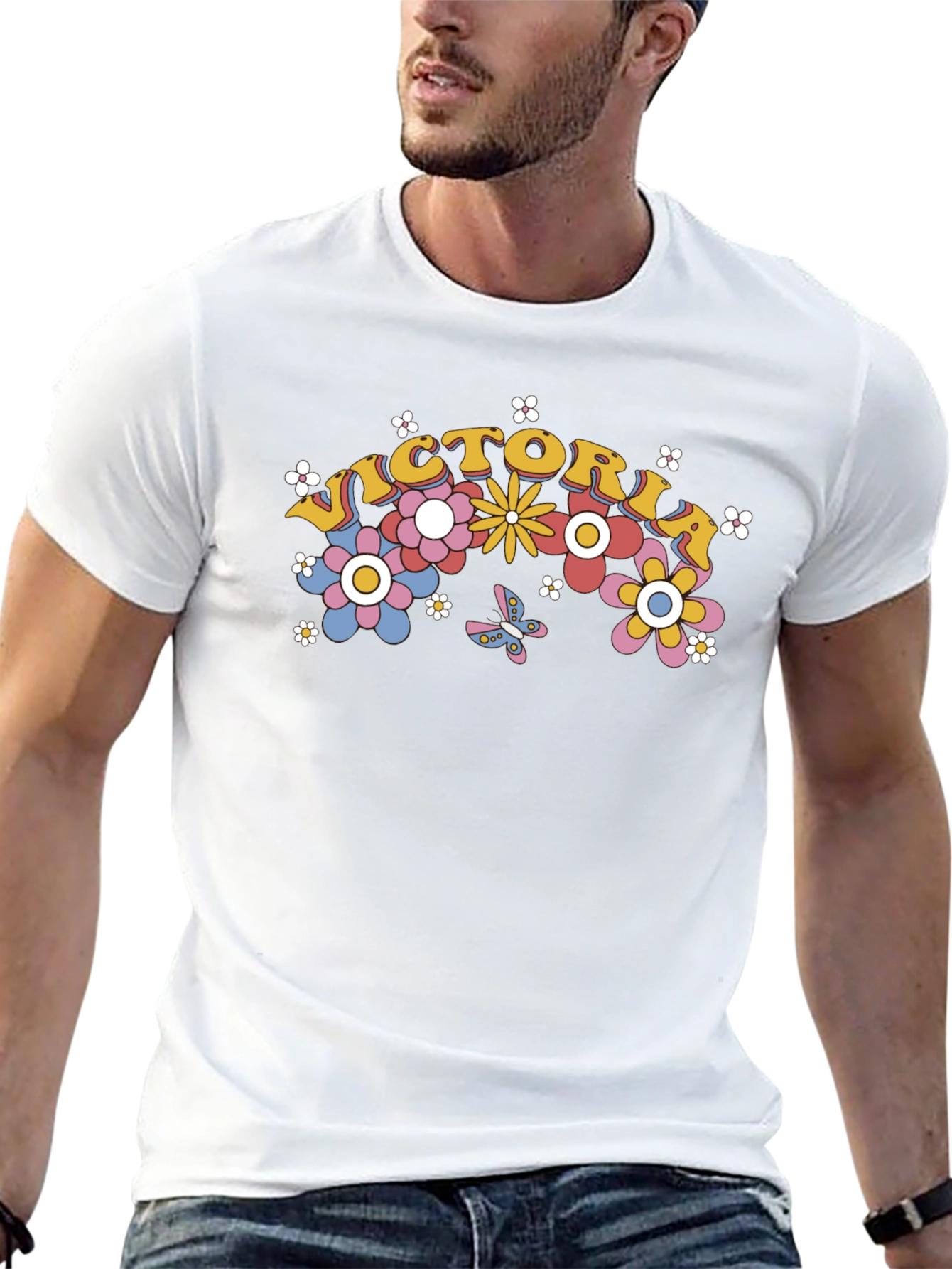 Victoria Floral Graphic T-Shirt - Retro Design