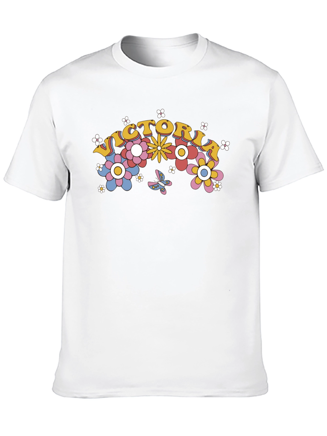 Victoria Floral Graphic T-Shirt - Retro Design