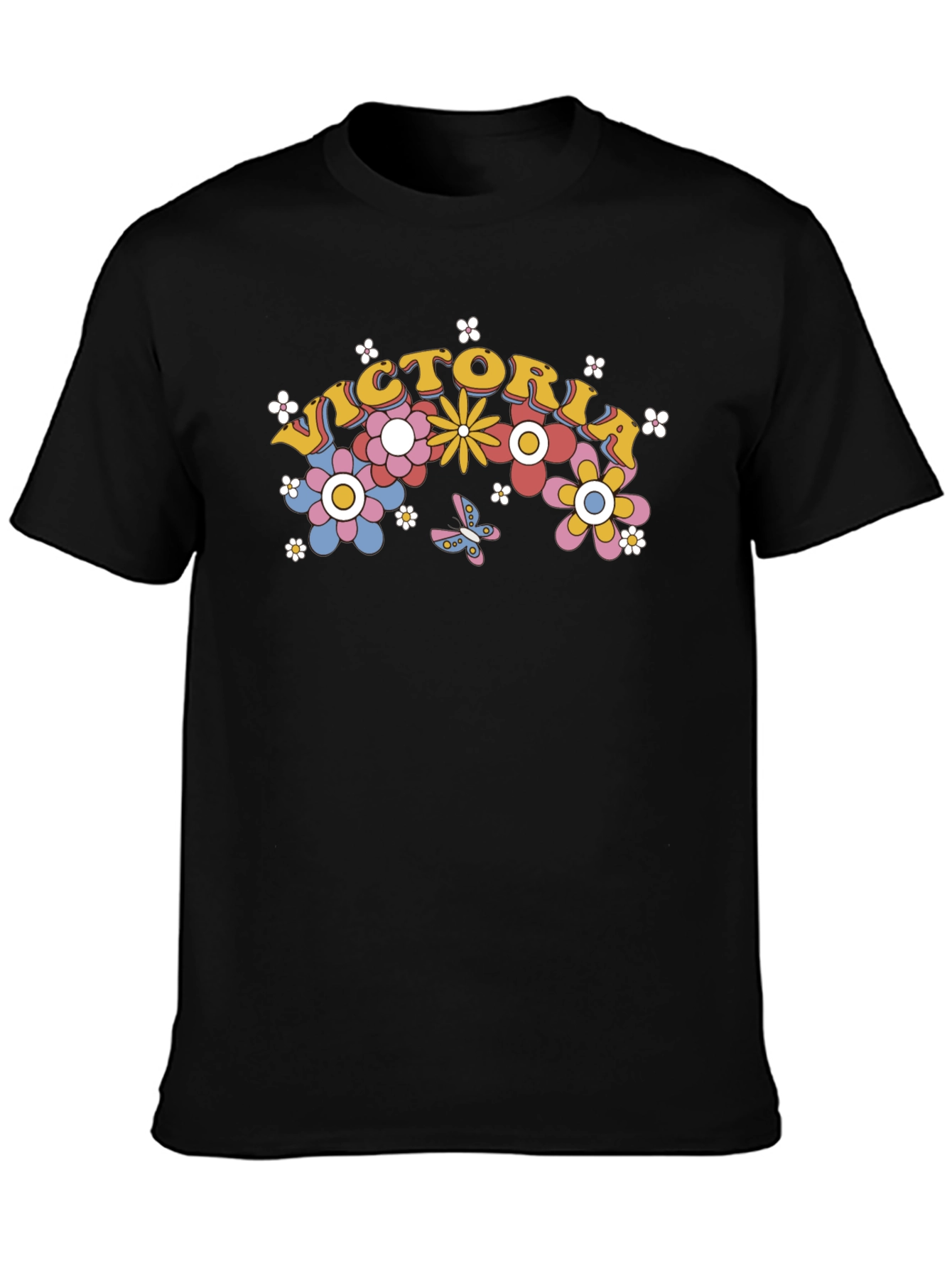 Victoria Floral Graphic T-Shirt - Retro Design