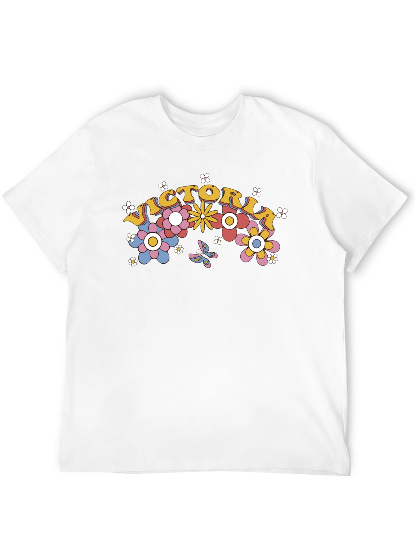 Victoria Floral Graphic T-Shirt - Retro Design