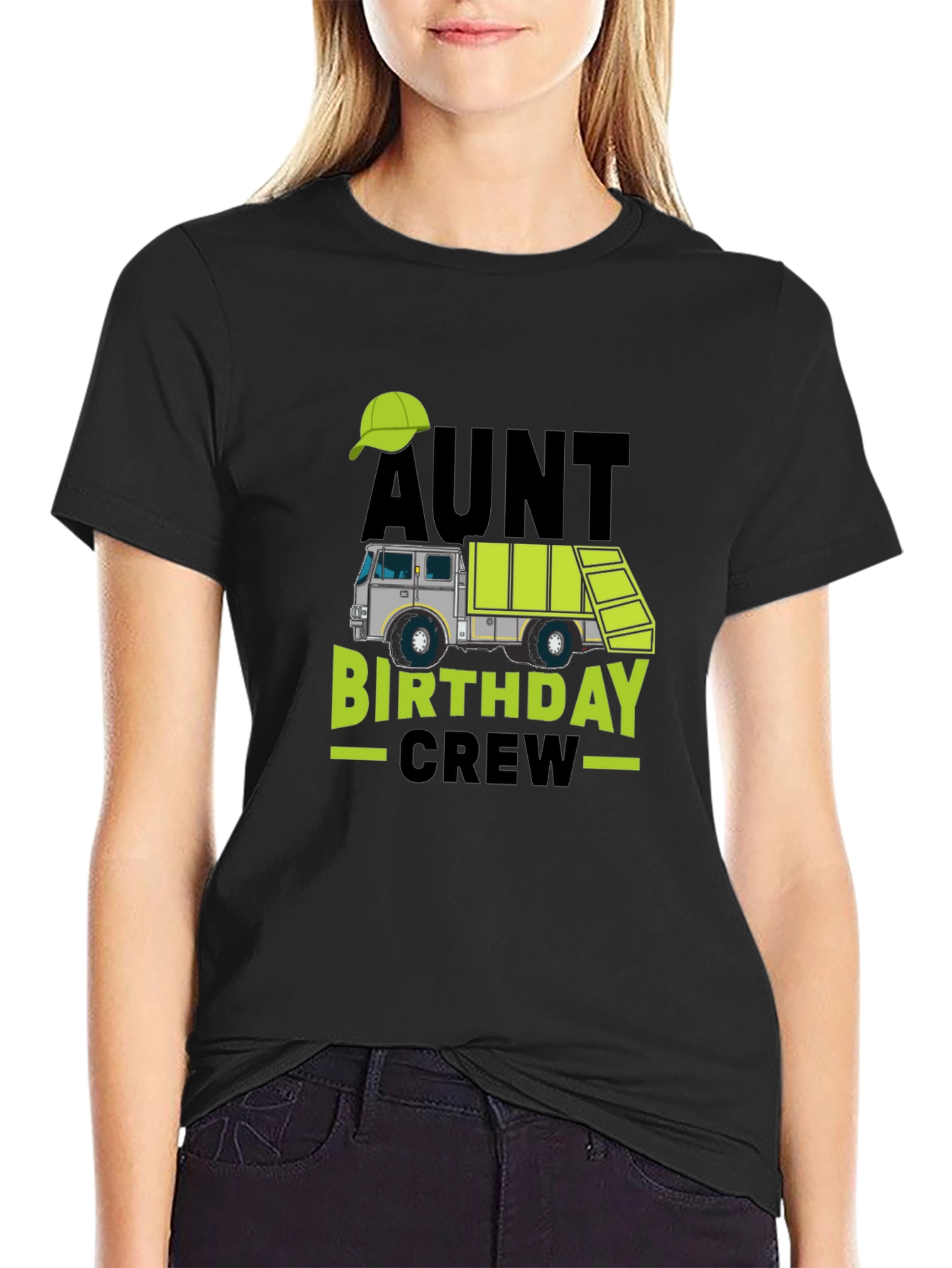 Aunt Birthday Crew T-Shirt - Garbage Truck Design