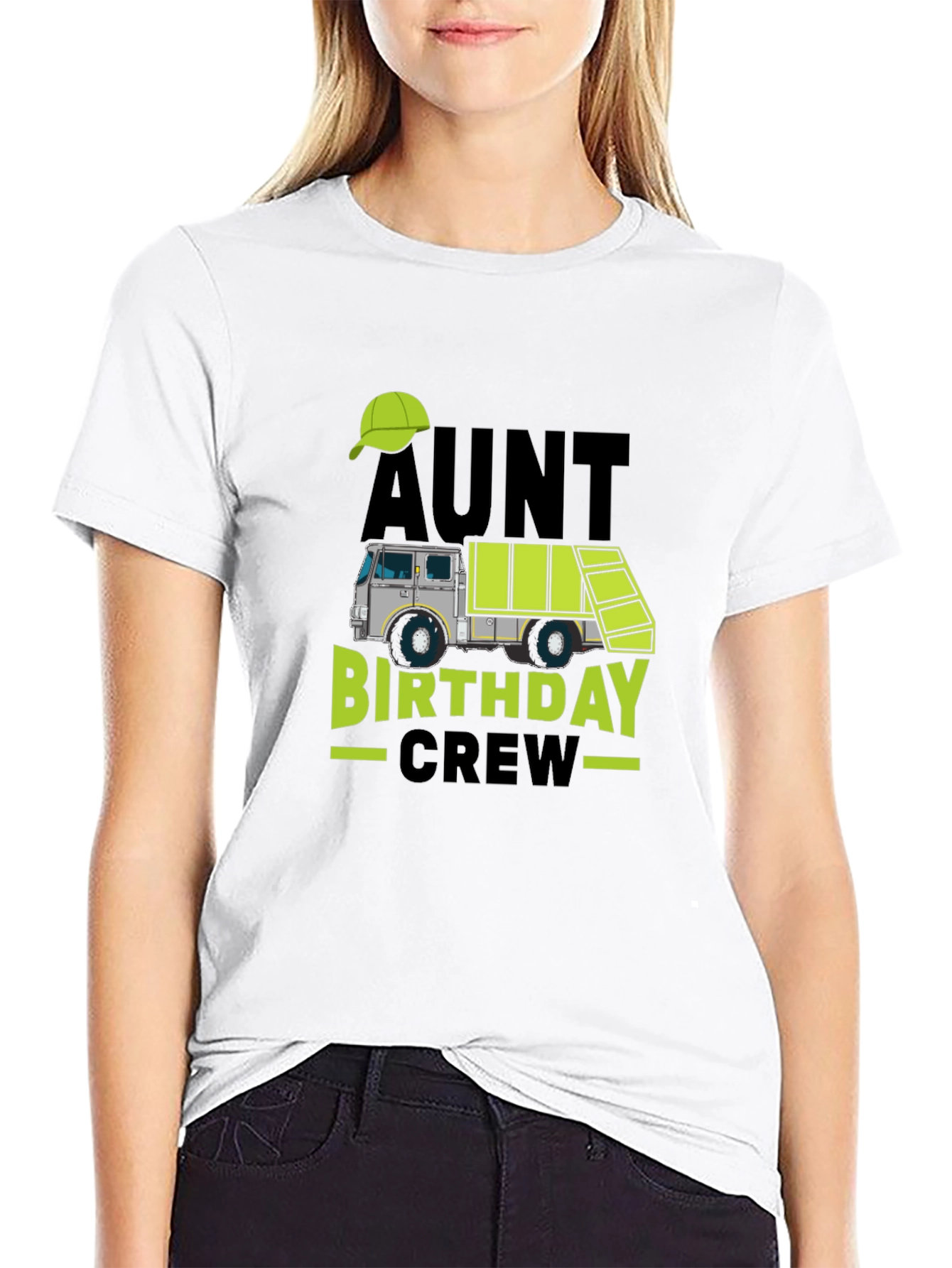 Aunt Birthday Crew T-Shirt - Garbage Truck Design