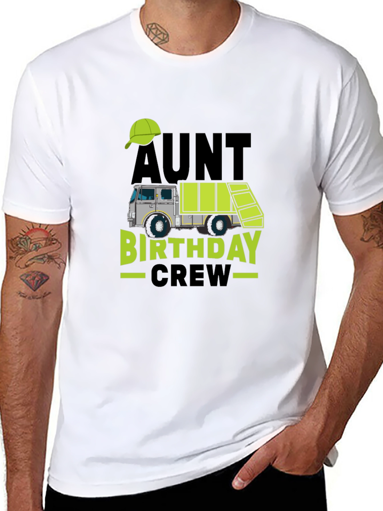 Aunt Birthday Crew T-Shirt - Garbage Truck Design