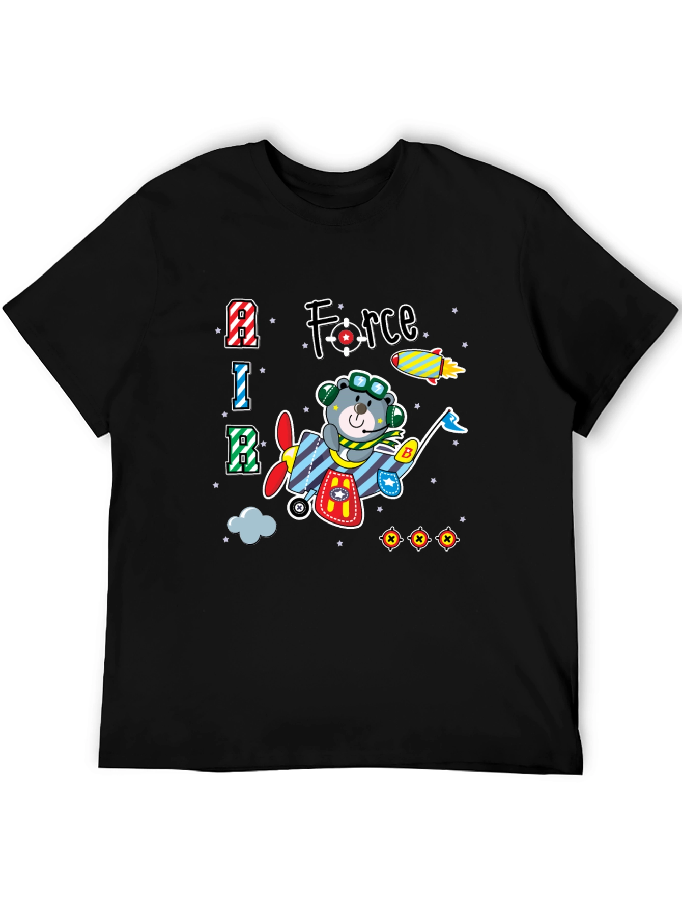 Cartoon Bear Airplane T-Shirt