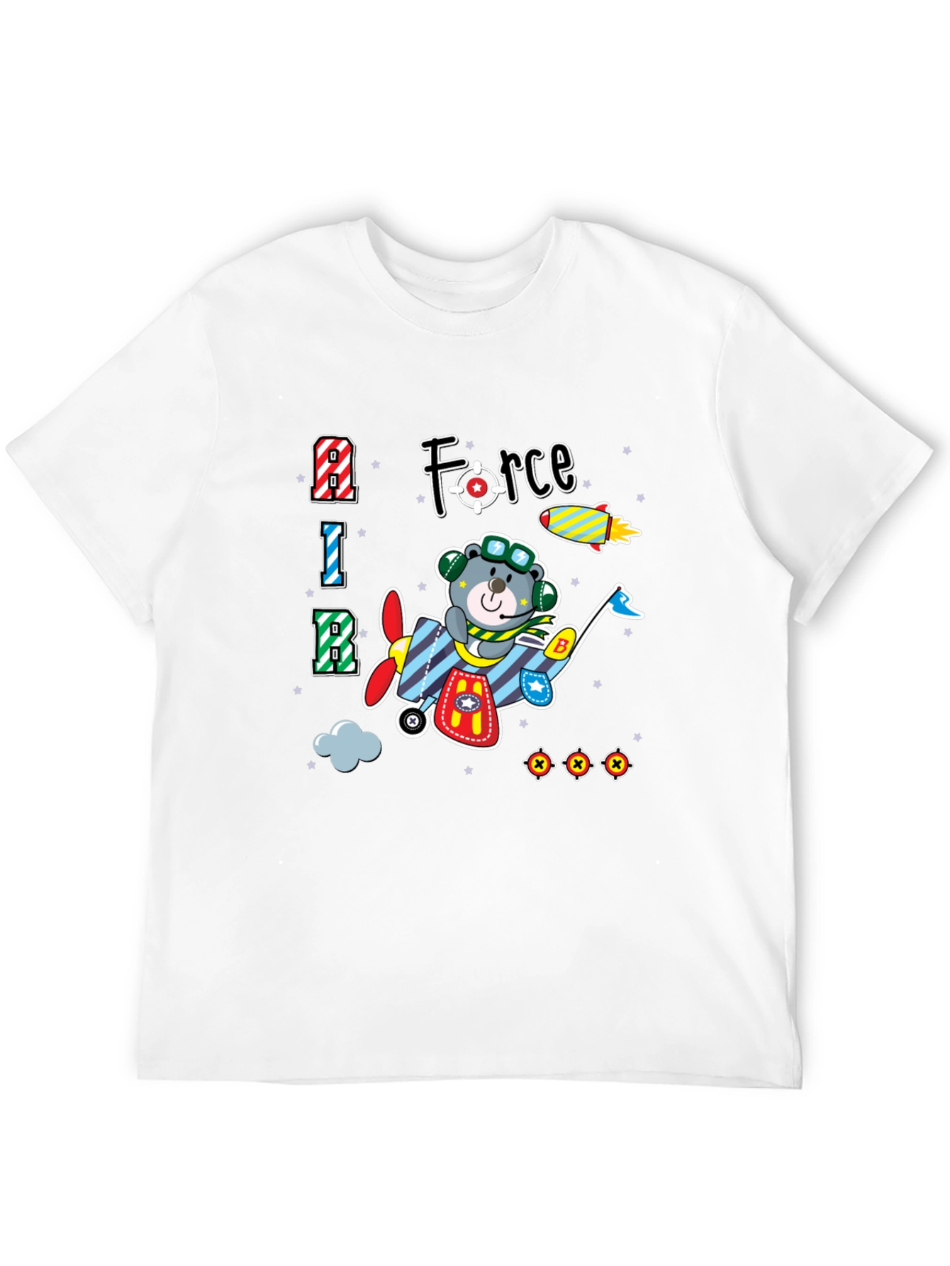 Cartoon Bear Airplane T-Shirt