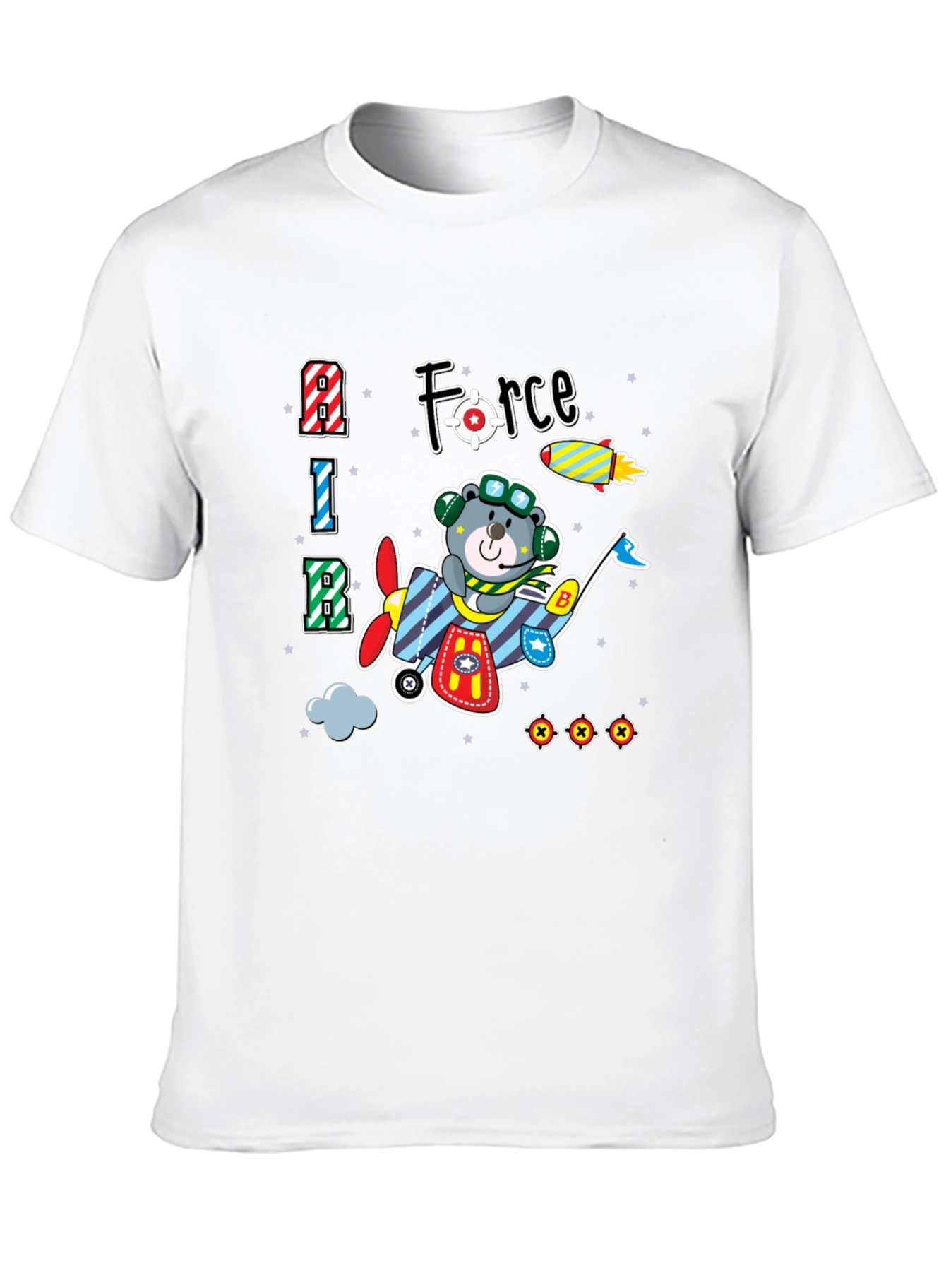 Cartoon Bear Airplane T-Shirt
