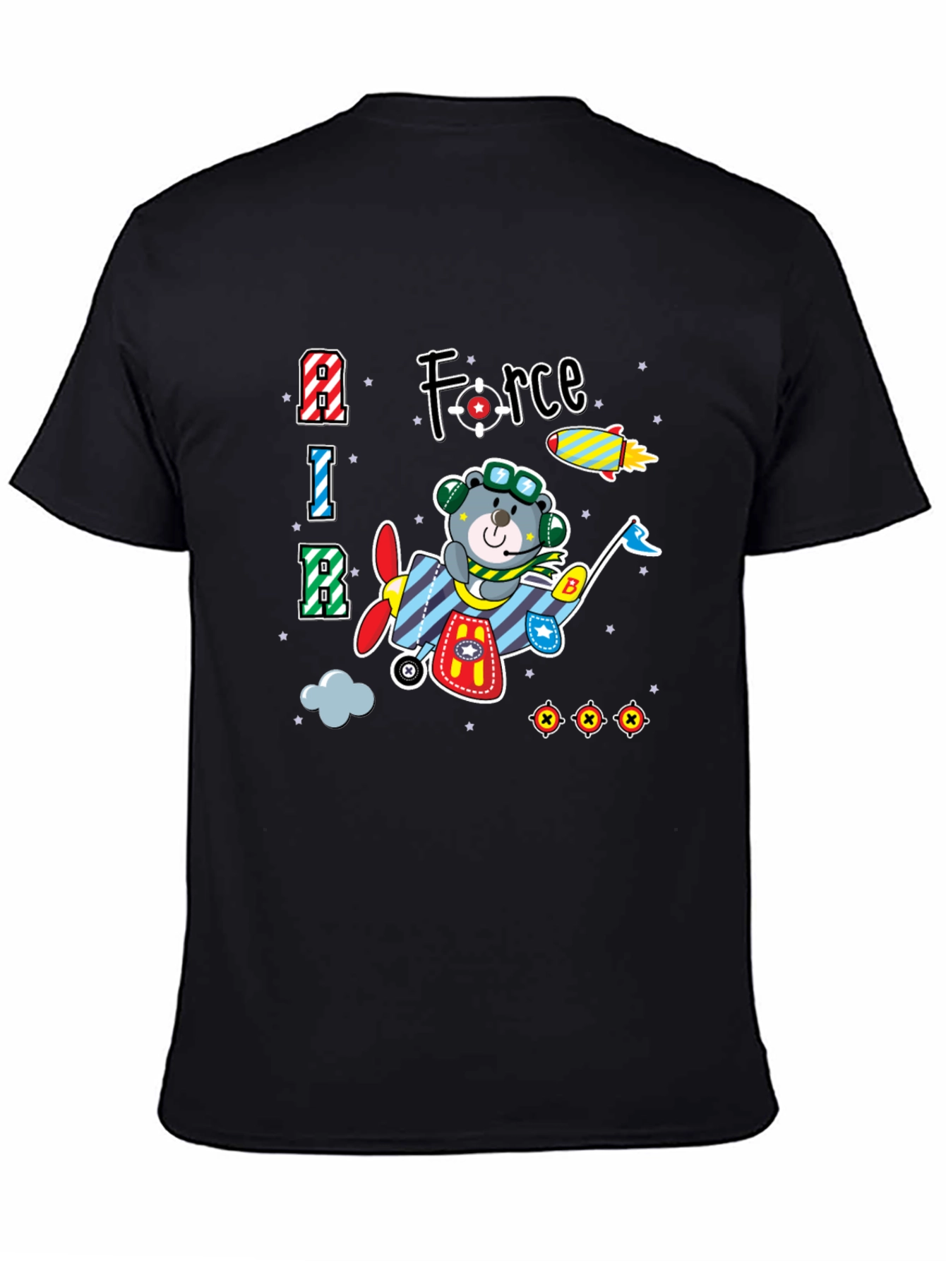 Cartoon Bear Airplane T-Shirt