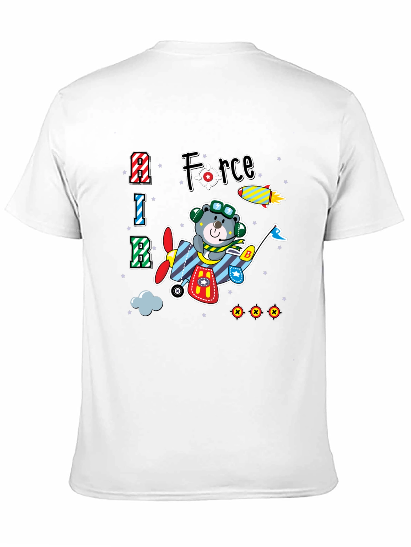 Cartoon Bear Airplane T-Shirt