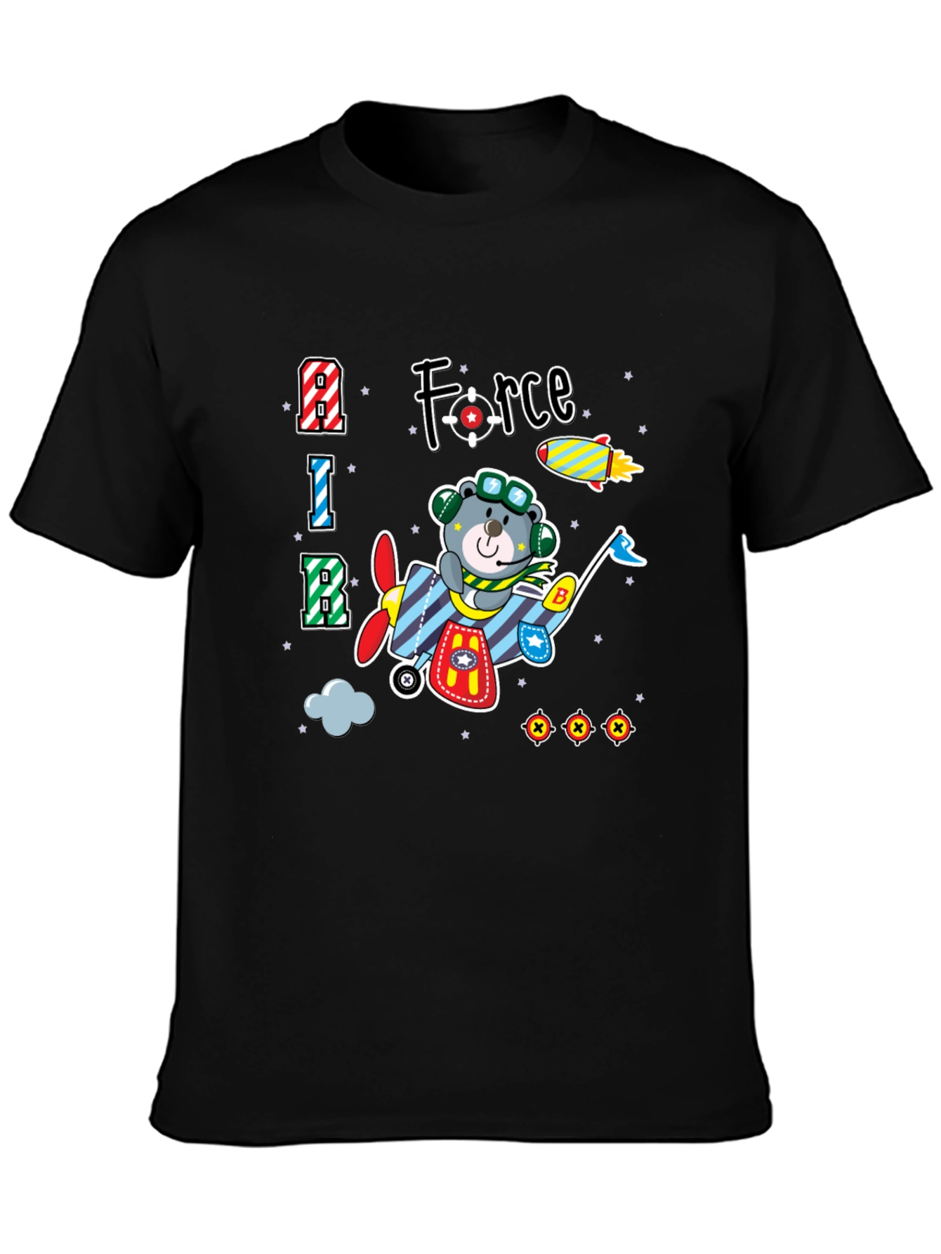 Cartoon Bear Airplane T-Shirt